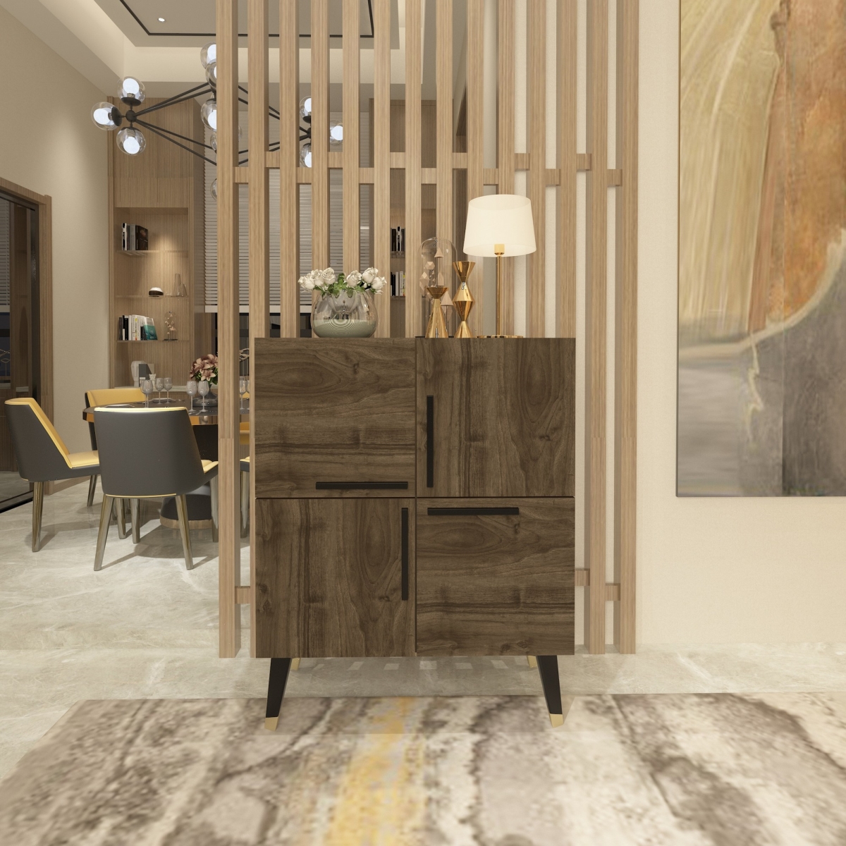 475OLV1715 13.78 x 35.43 x 27.56 in. Makro Console - Walnut
