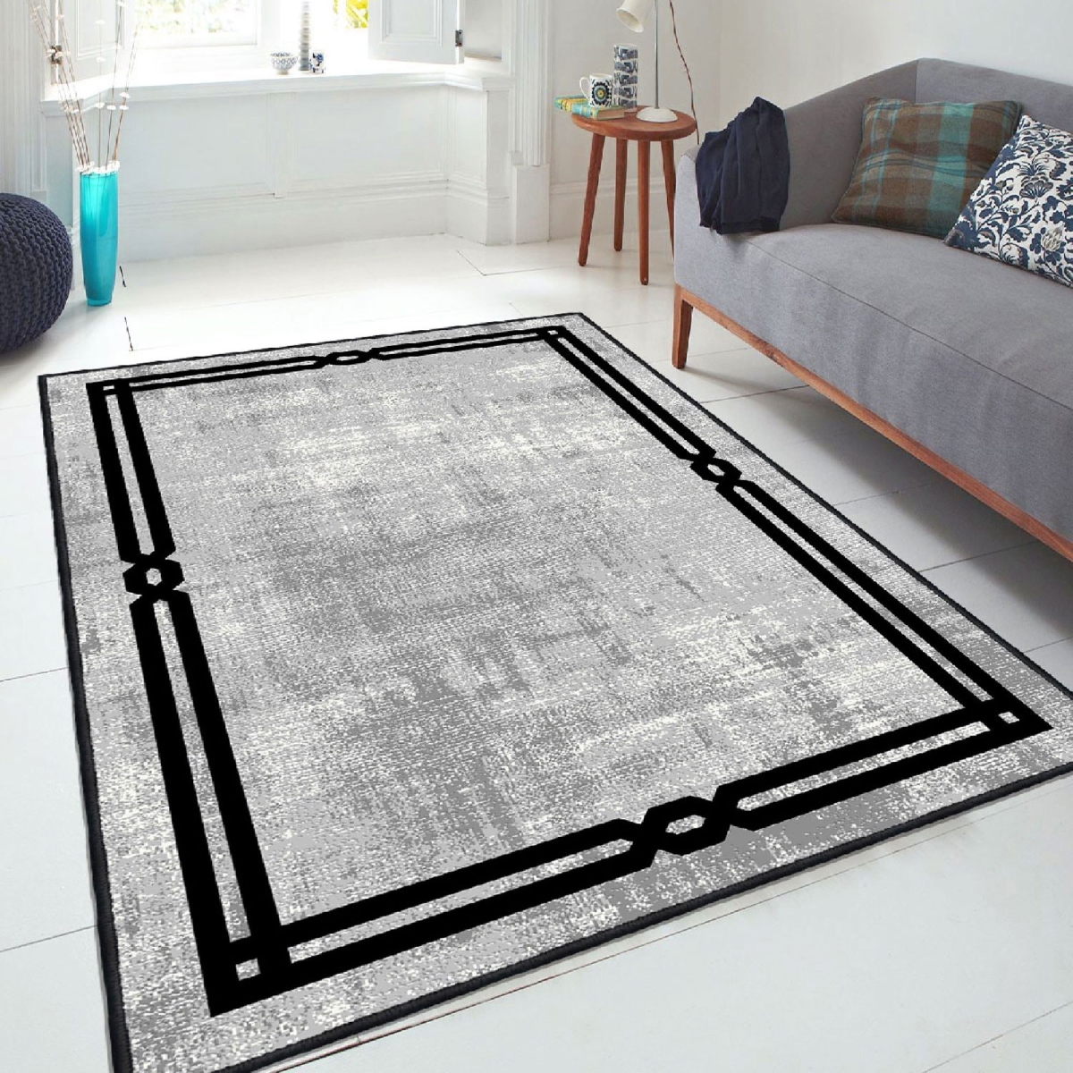 708HFT3581 180 x 280 cm EEXFAB800-KLM Carpet - Gray & Black