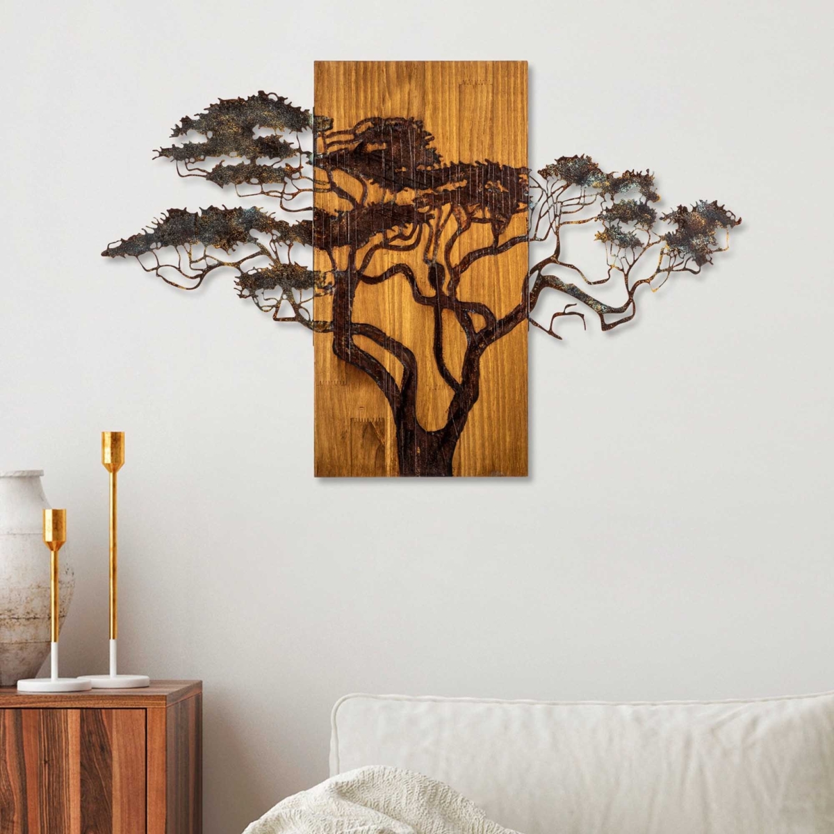 899SKL2673 1.18 x 22.83 x 35.43 in. 100 Percent Wood & Metal Unique Design Hand-Painted Wooden Wall Decor Accessory, Multi Color
