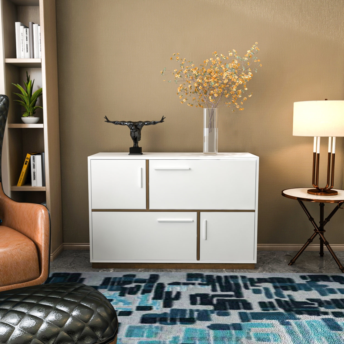 322RTC1505 32.13 x 17.72 x 47.24 in. Mares Console - White & Walnut