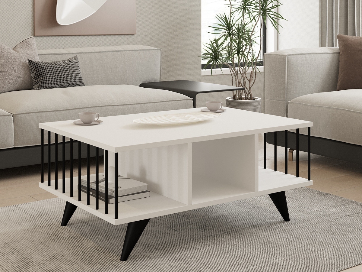 495SSE1322 23.62 x 15.75 x 35.43 in. Bert Coffee Table - White