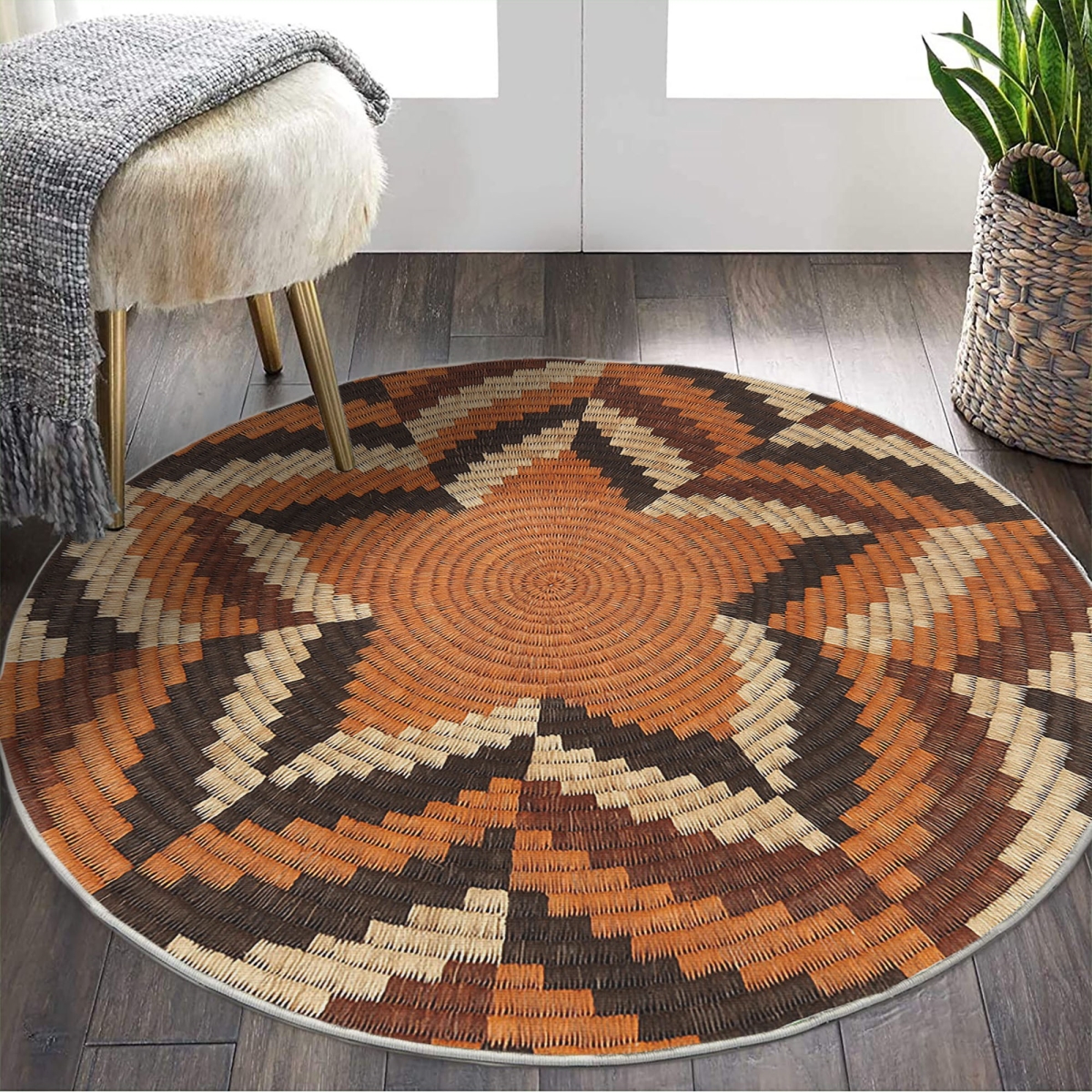 599HFT5349 100 x 100 cm Woopamuk517 Round Rug - Orange