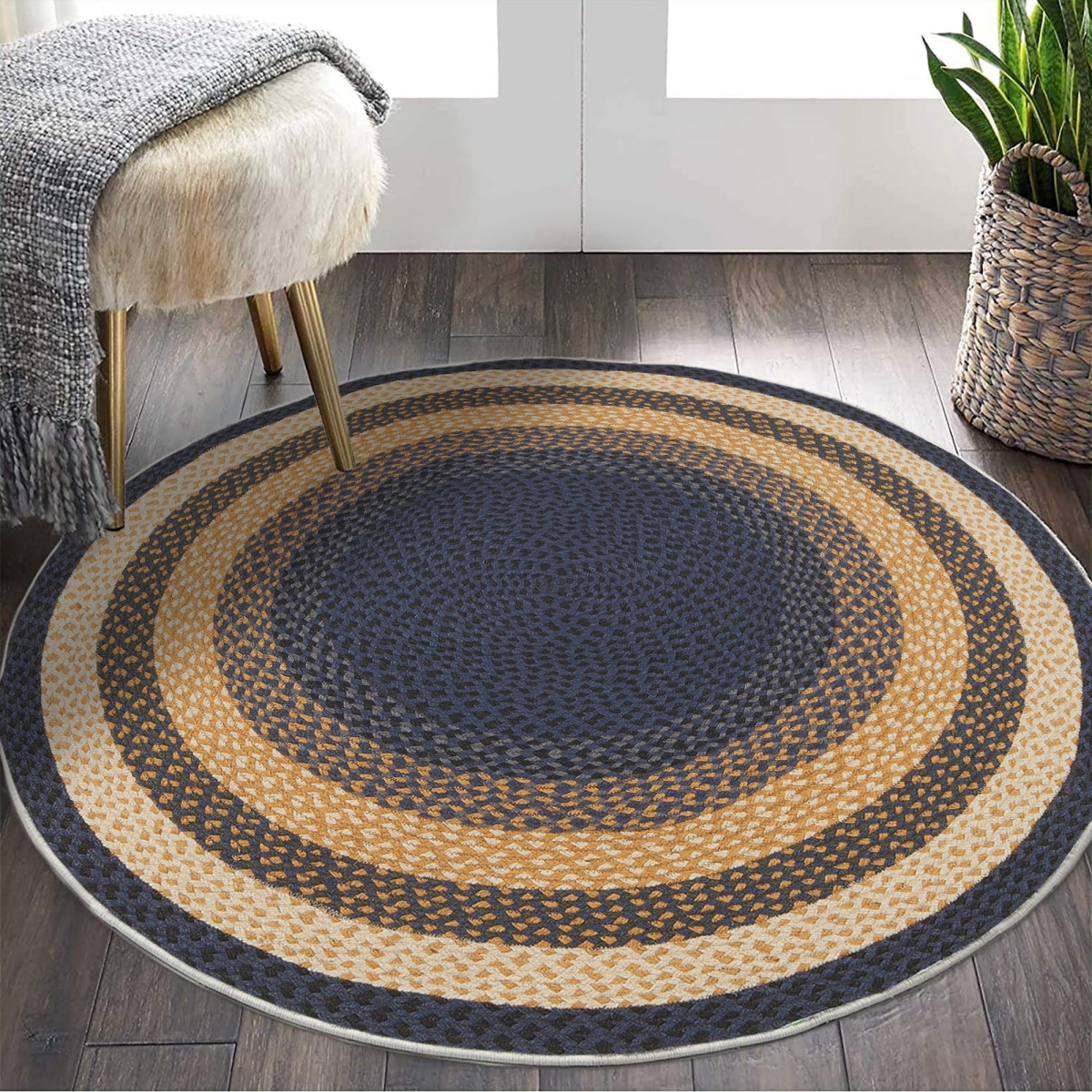 599HFT5436 160 x 160 cm Woopamuk526 Round Rug - Navy Blue