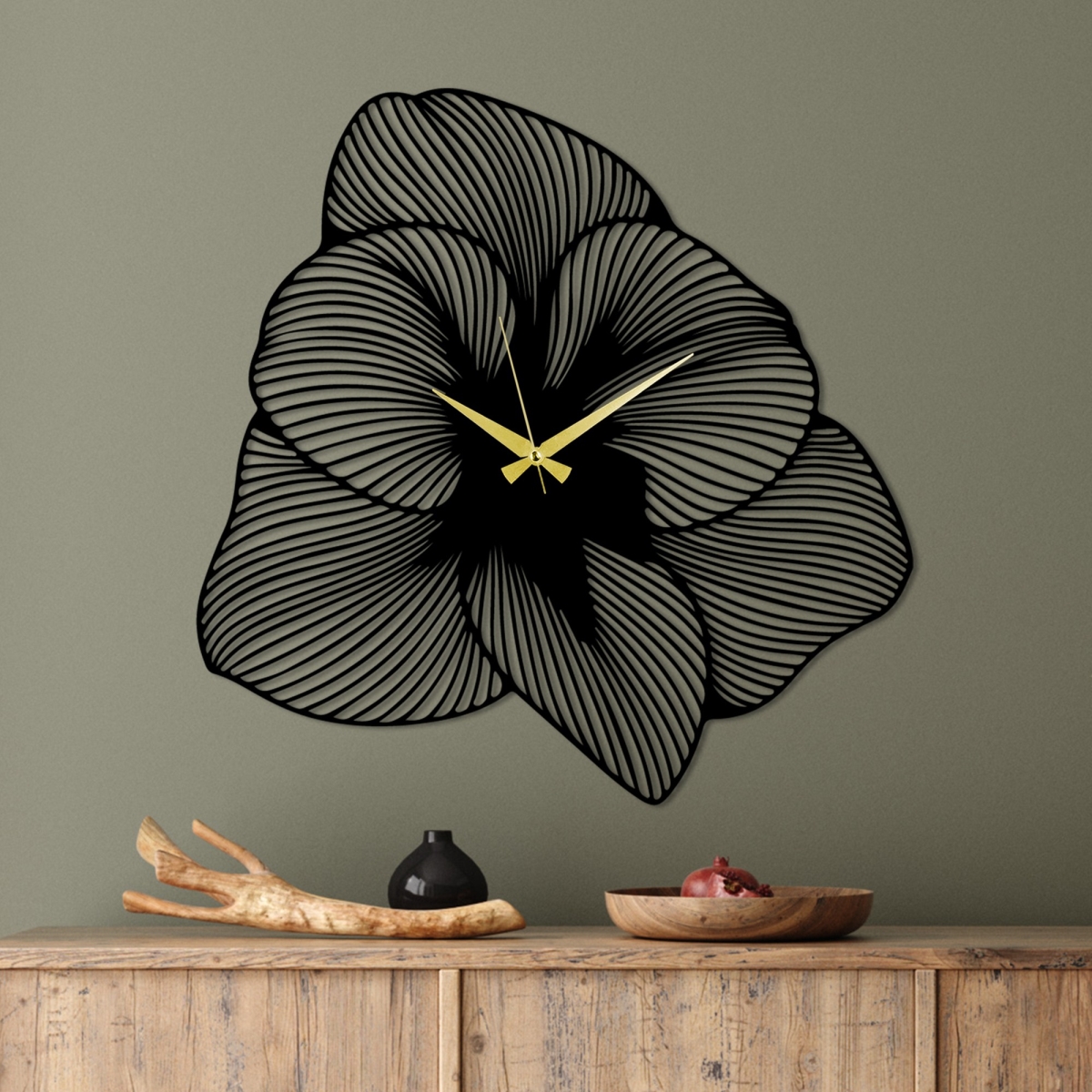 891TNL3635 27.56 x 0.059 x 27.56 in. Aprire Decorative Metal Wall Clock - Black