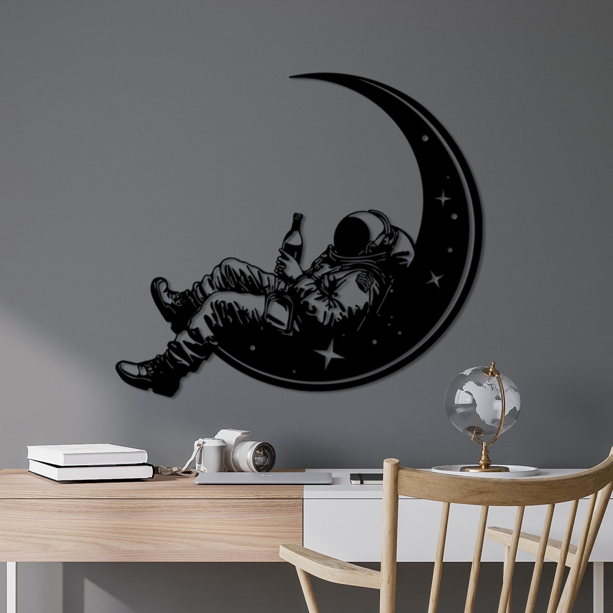 891TNL3721 27.95 x 0.059 x 24.41 in. Space Boozer Decorative Metal Wall Accessory - Black