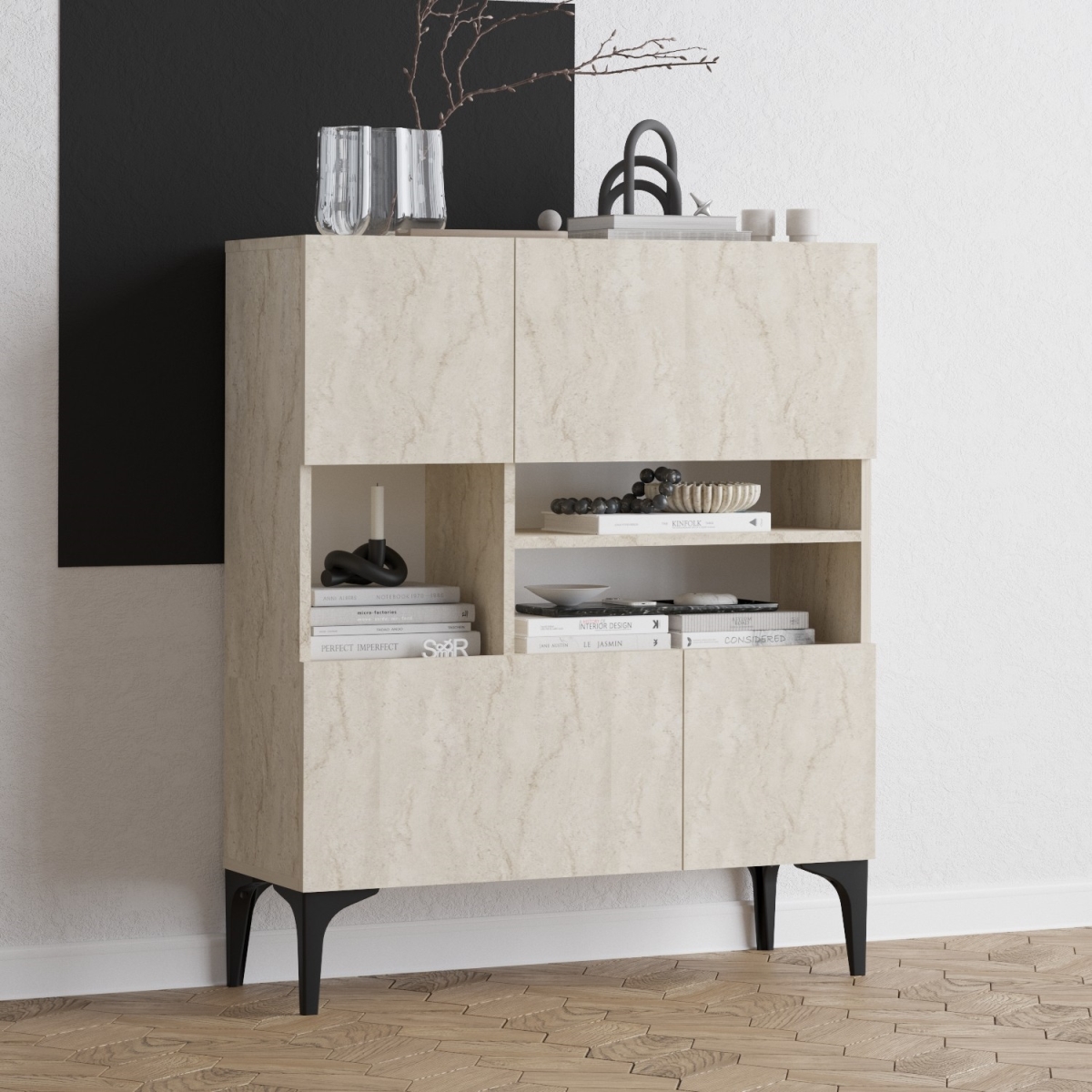 793ELG1812 49.21 x 13.78 x 39.37 in. Krista Console - Travertine