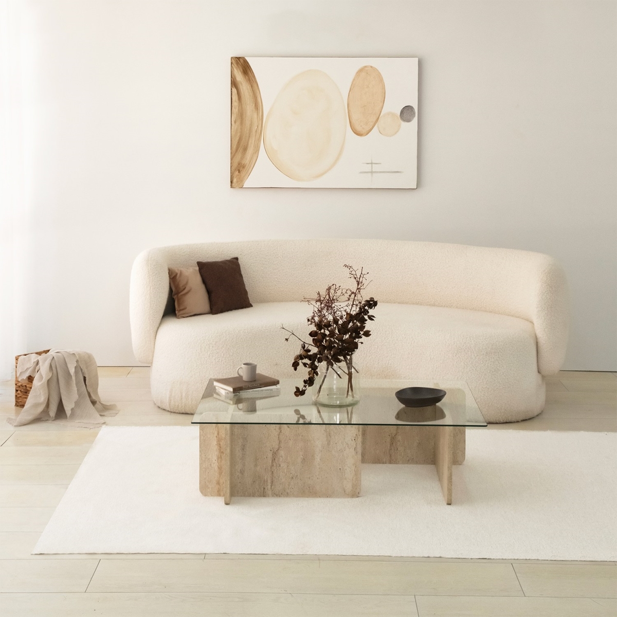 552NOS2503 25.59 x 11.81 x 41.34 in. Modern Coffee Table, Travertine