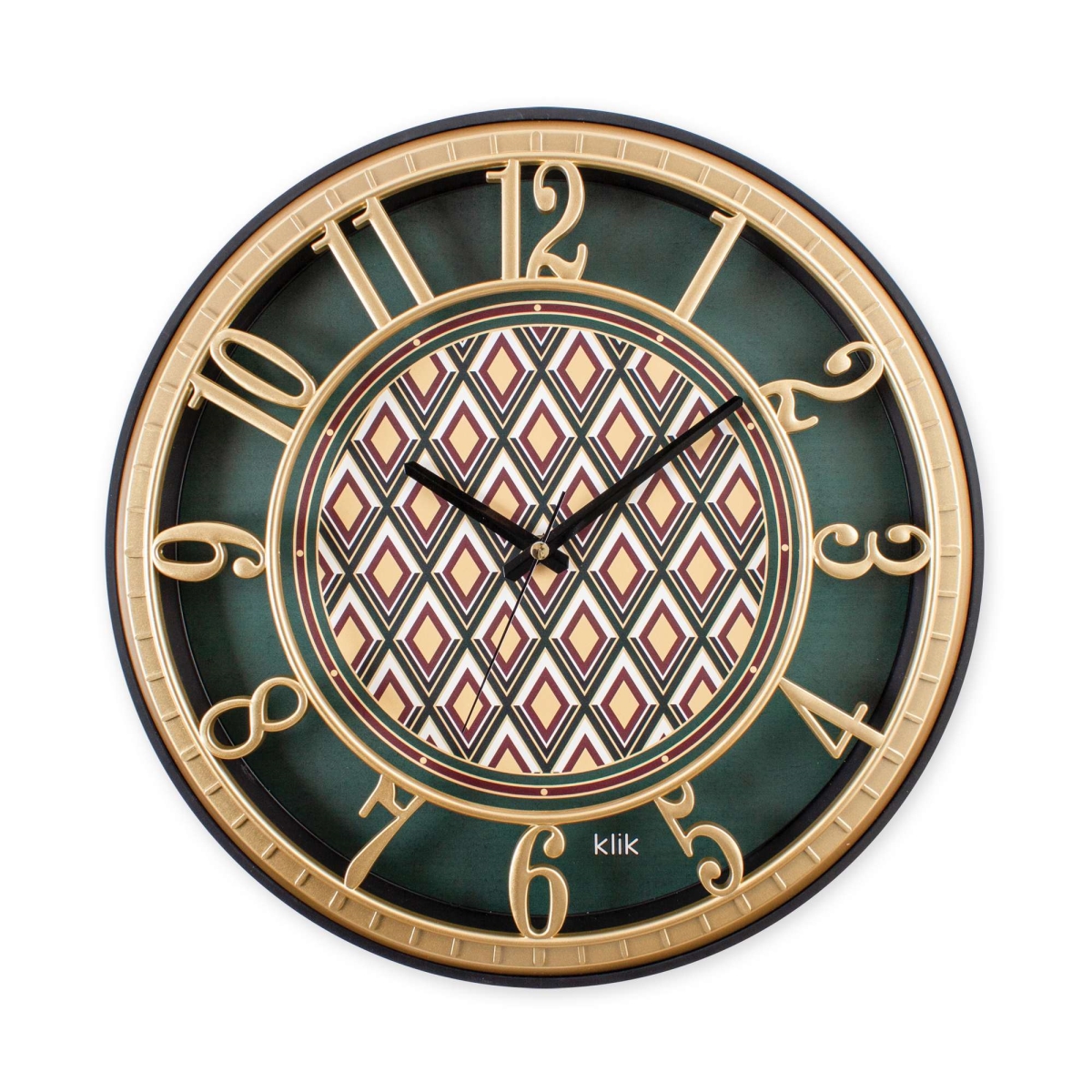 705RGL1137 15.75 x 0.5 x 15.75 in. Hisar Emerald Design Decorative Wall Clock - Brown & Green