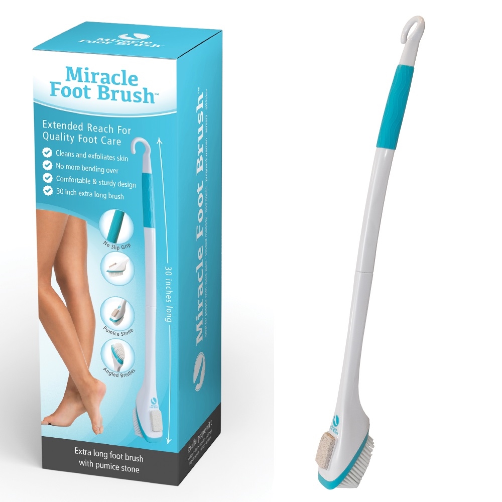 TOE093 Miracle Foot Brush 30 inch Extra Long Pumice Stone Scrubber for Easy Exfoliation and Cleansing