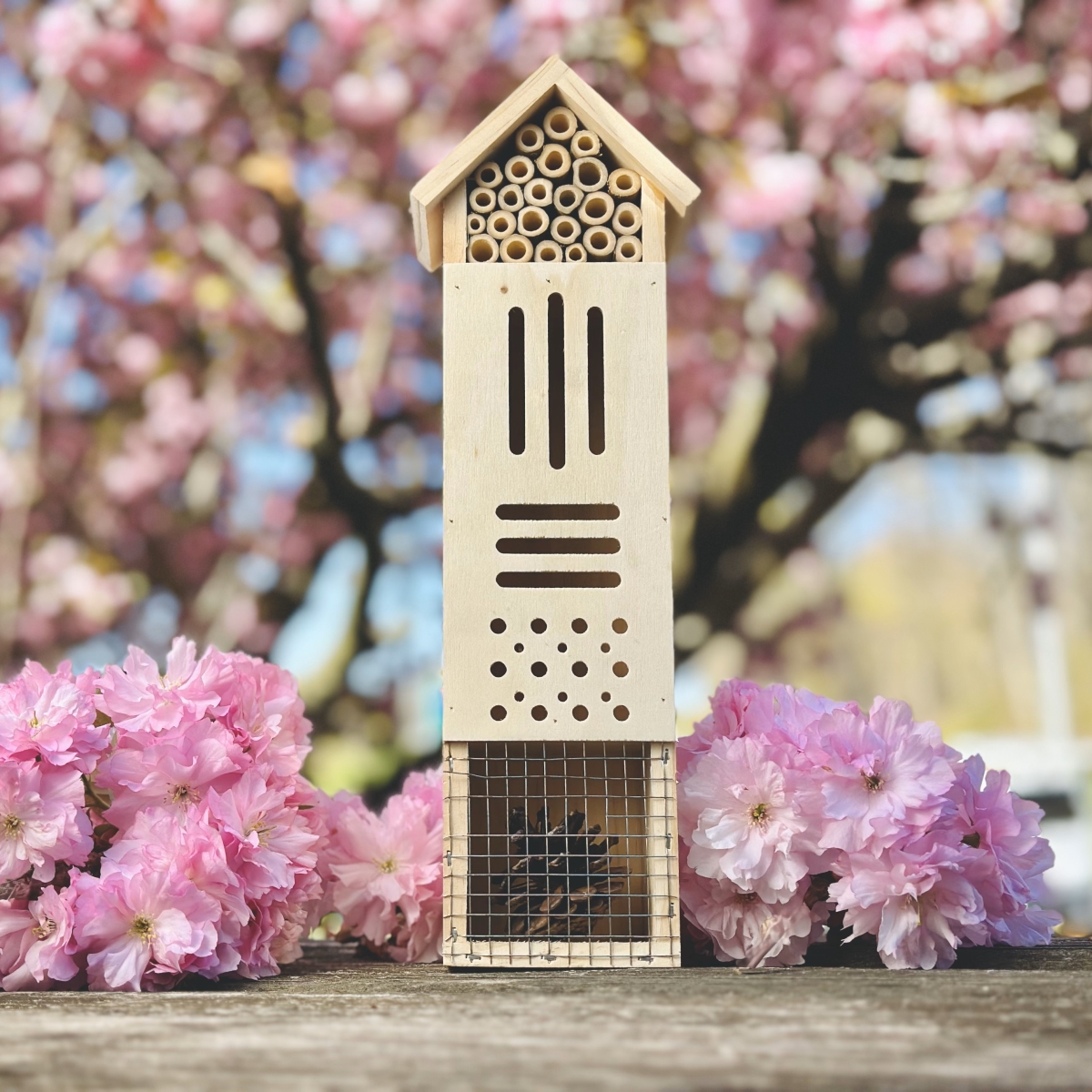 Picture of Touch of Eco 5065 Wooden Insect House for Bees&#44; Butterflies&#44; Hummingbirds&#44; & Ladybugs  Multi-Compartment Shelter for Pollinators&#44; Stake or Hang  Garden & Yard Decor&#44; Great Gift