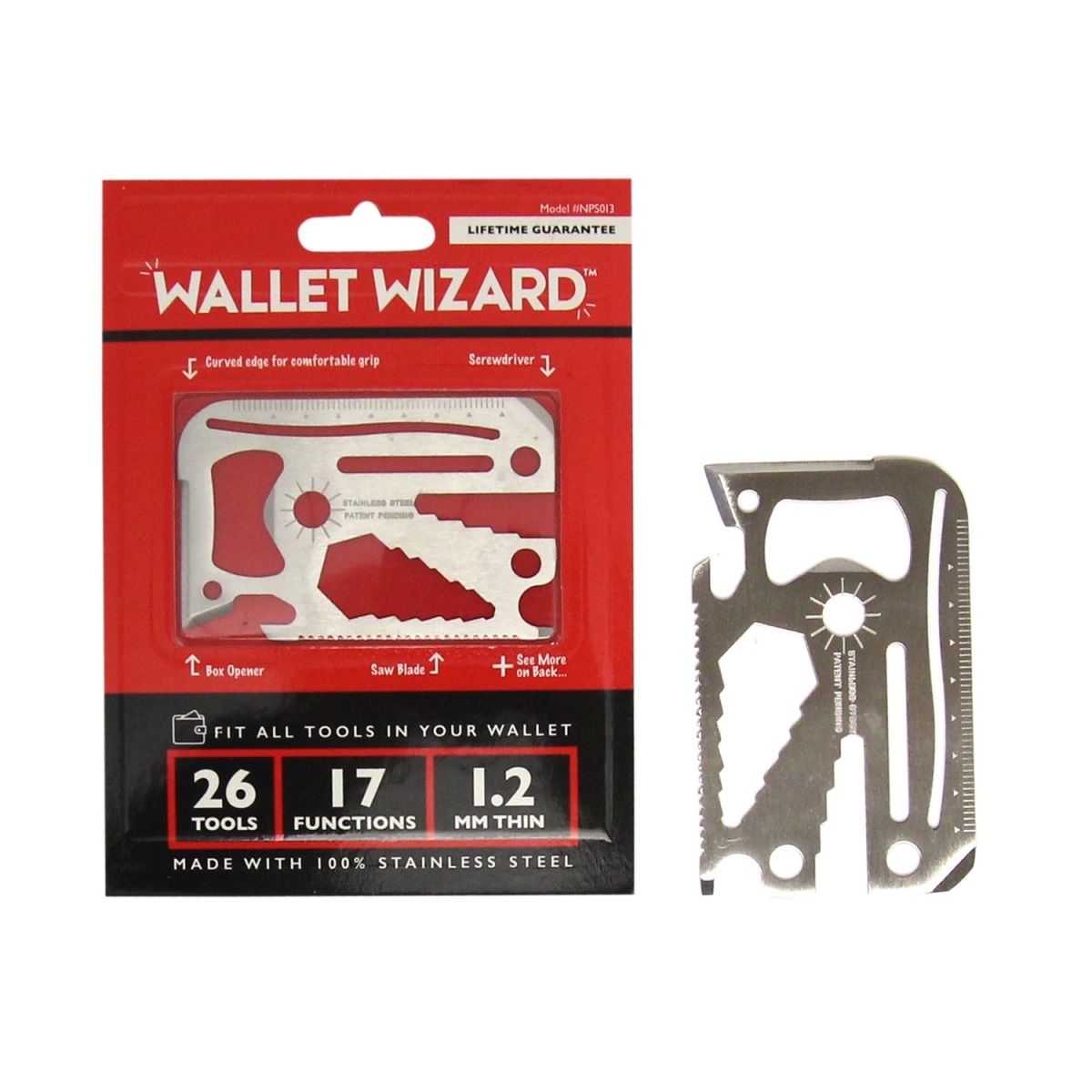 Picture of Touch of Eco NPS013-4 Wallet Wizard Tool - 26 Tools&#44; 17 Functions&#44; Slim Stainless Steel Design - 4 Pack The Ultimate Wallet-Sized Multi-Tool: Perfect for Home&#44; Office&#44; and Travel!