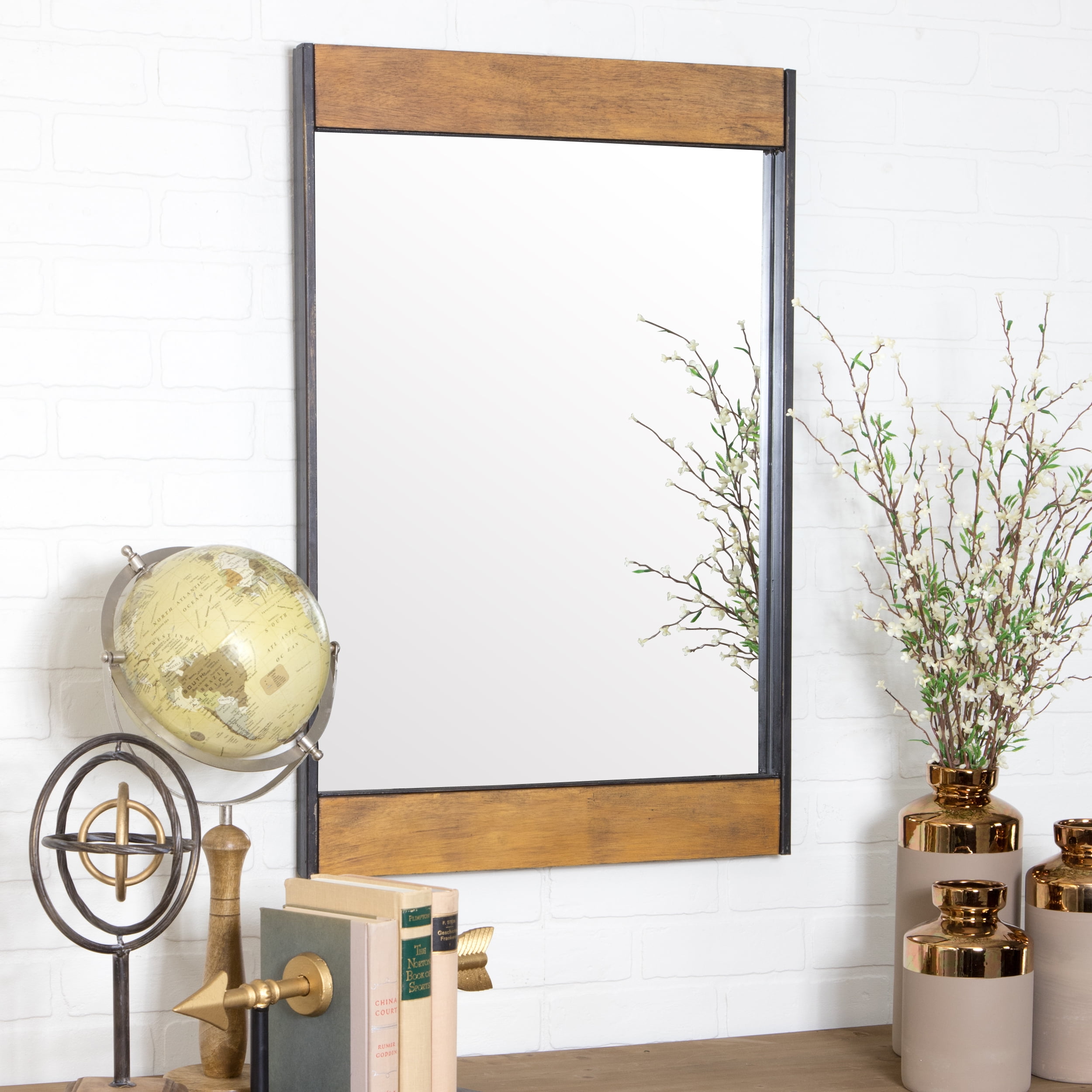 Picture of Aspire 5544 Cliveden Wood & Metal Wall Mirror, Brown