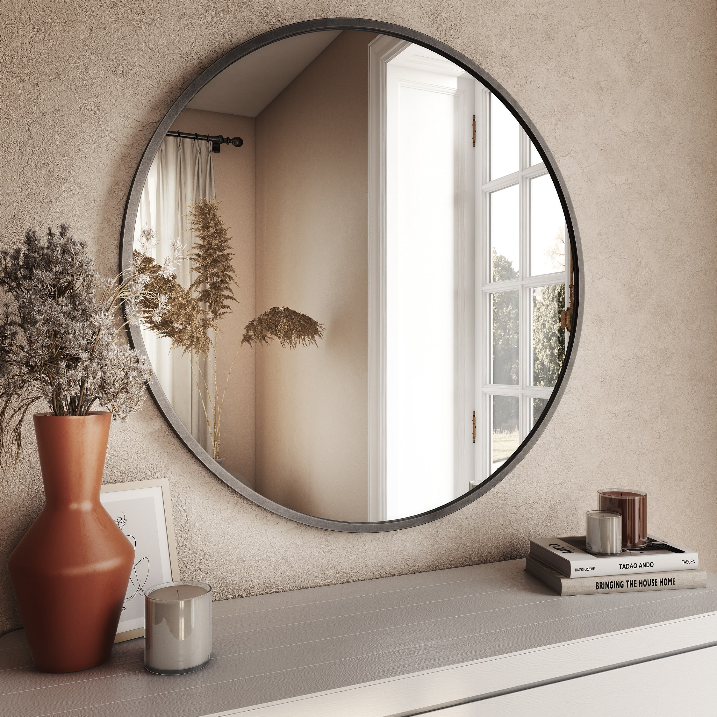 Picture of Aspire Home Accents 7531 Bali Modern Round Wall Mirror, Gray - 32 in.