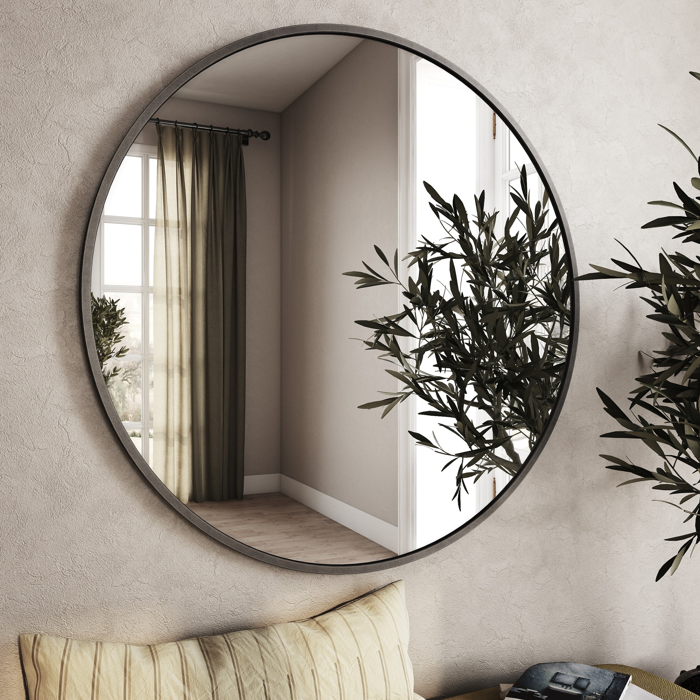 Picture of Aspire Home Accents 7549 Bali Modern Round Wall Mirror, Gray - 40 in.