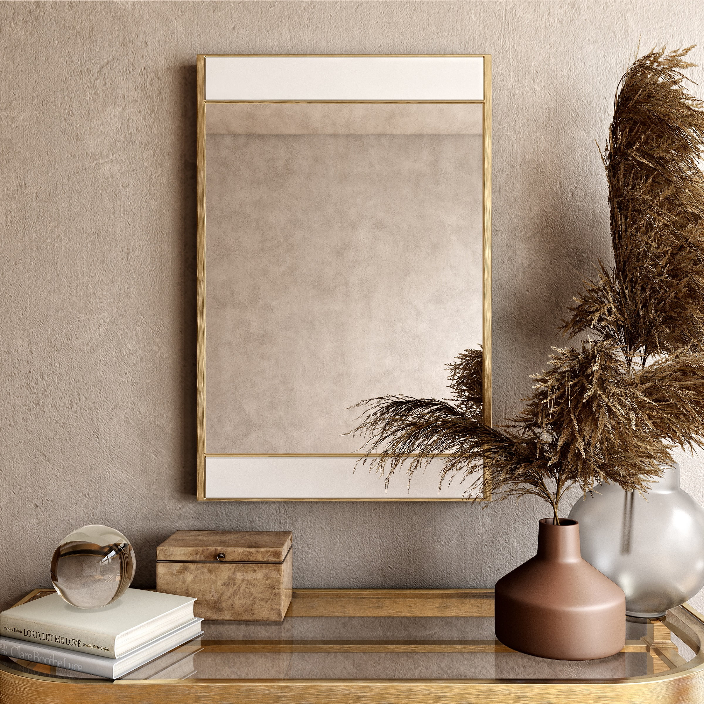 Picture of Aspire Home Accents 7678 Lina Modern Wall Mirror, Gold with Marble