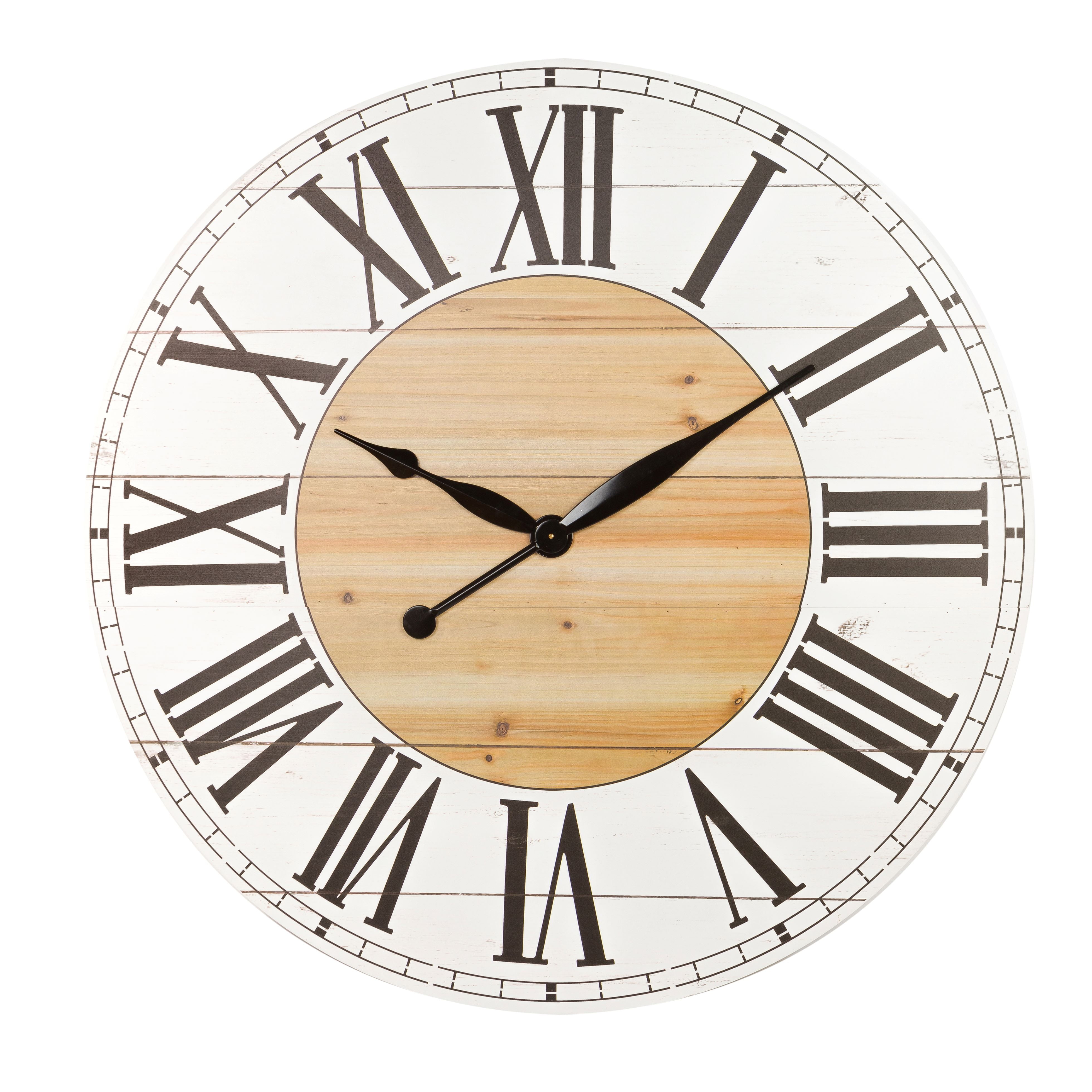 Picture of Aspire 8248 48 x 48 x 1.5 in. Renata Oversize Shiplap Wall Clock&#44; White & Walnut