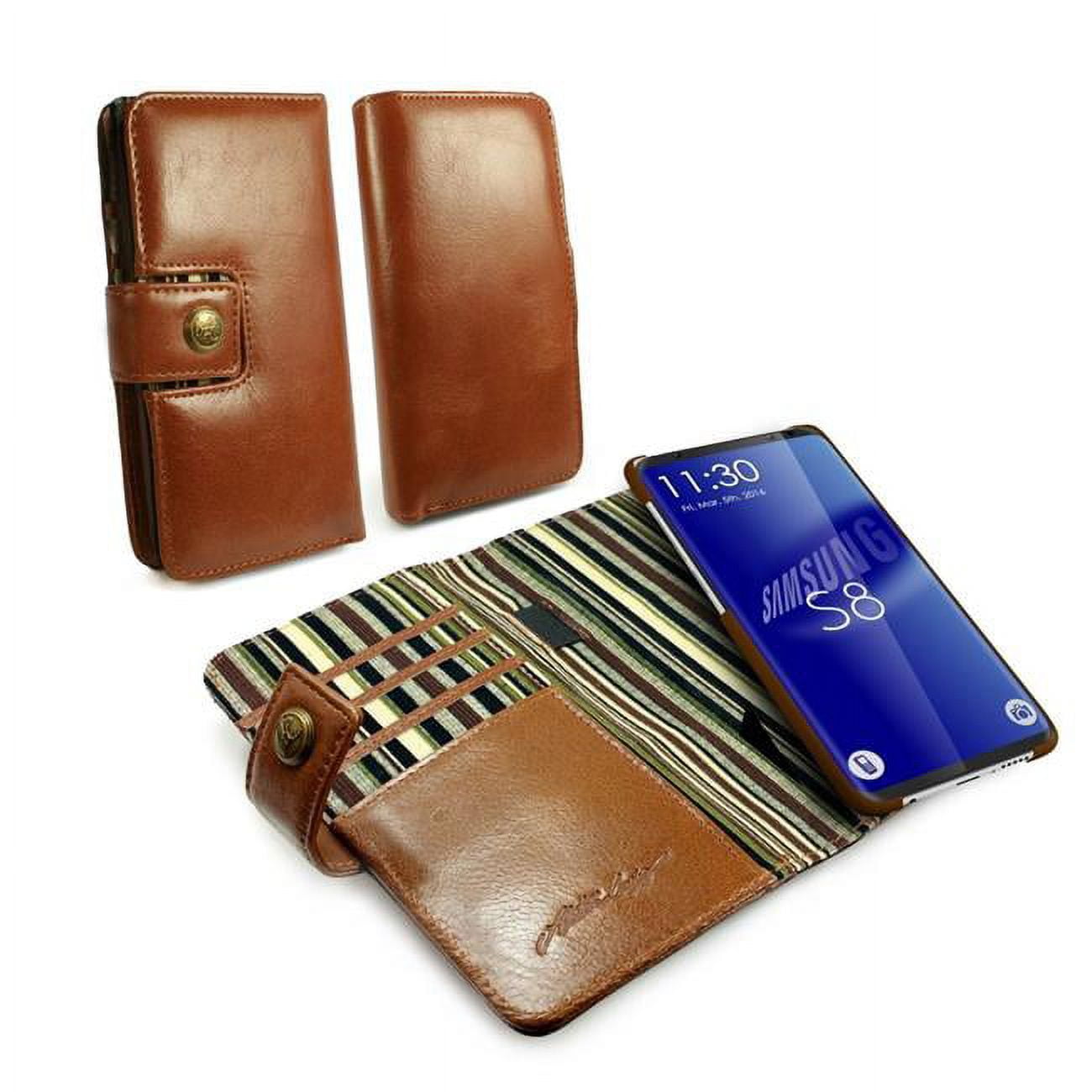 Picture of Tuff Luv I7-50 Alston Craig Vintage Genuine Leather Thin Magnetic Wallet Case Cover for Samsung Galaxy S8 - Brown