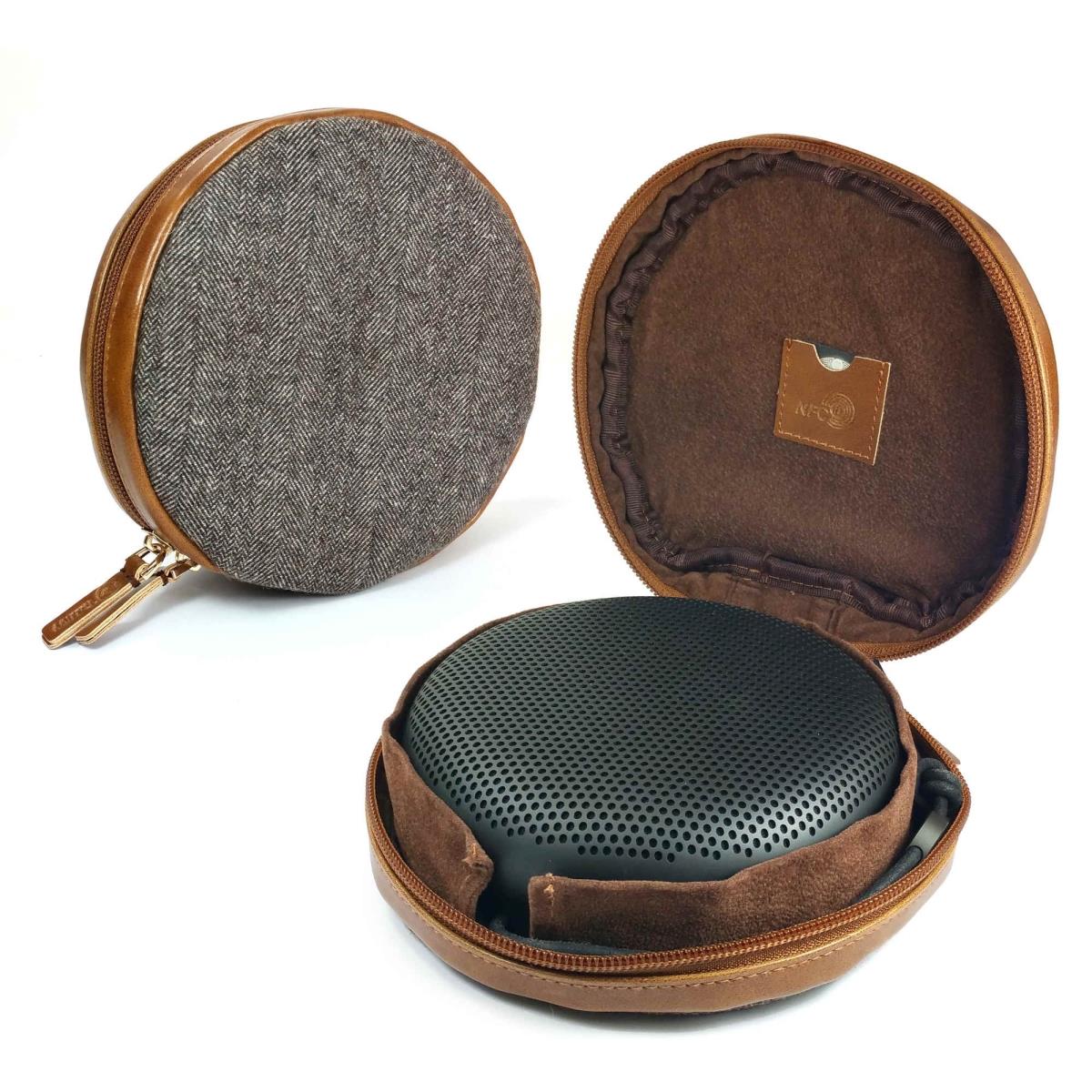 Picture of Tuff Luv C8-54 Herringbone Tweed NFC Travel Case for Bang & Olufsen BeoPlay A1 Bluetooth Speaker - Brown