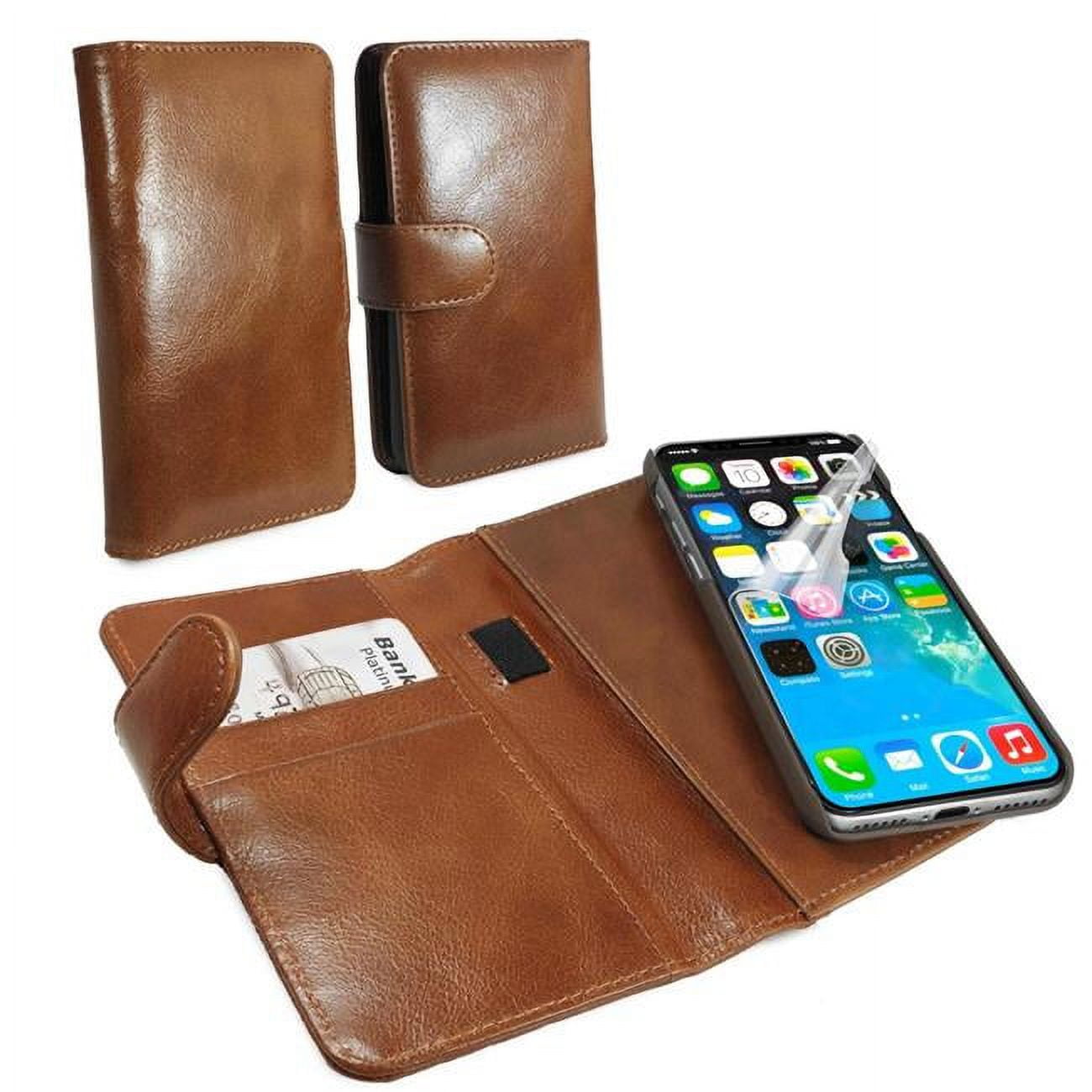 C3-90 Genuine Leather Vintage Slim Wallet Case with Magnetic Shell for Apple iPhone X - Brown -  Novedad, NO3325066