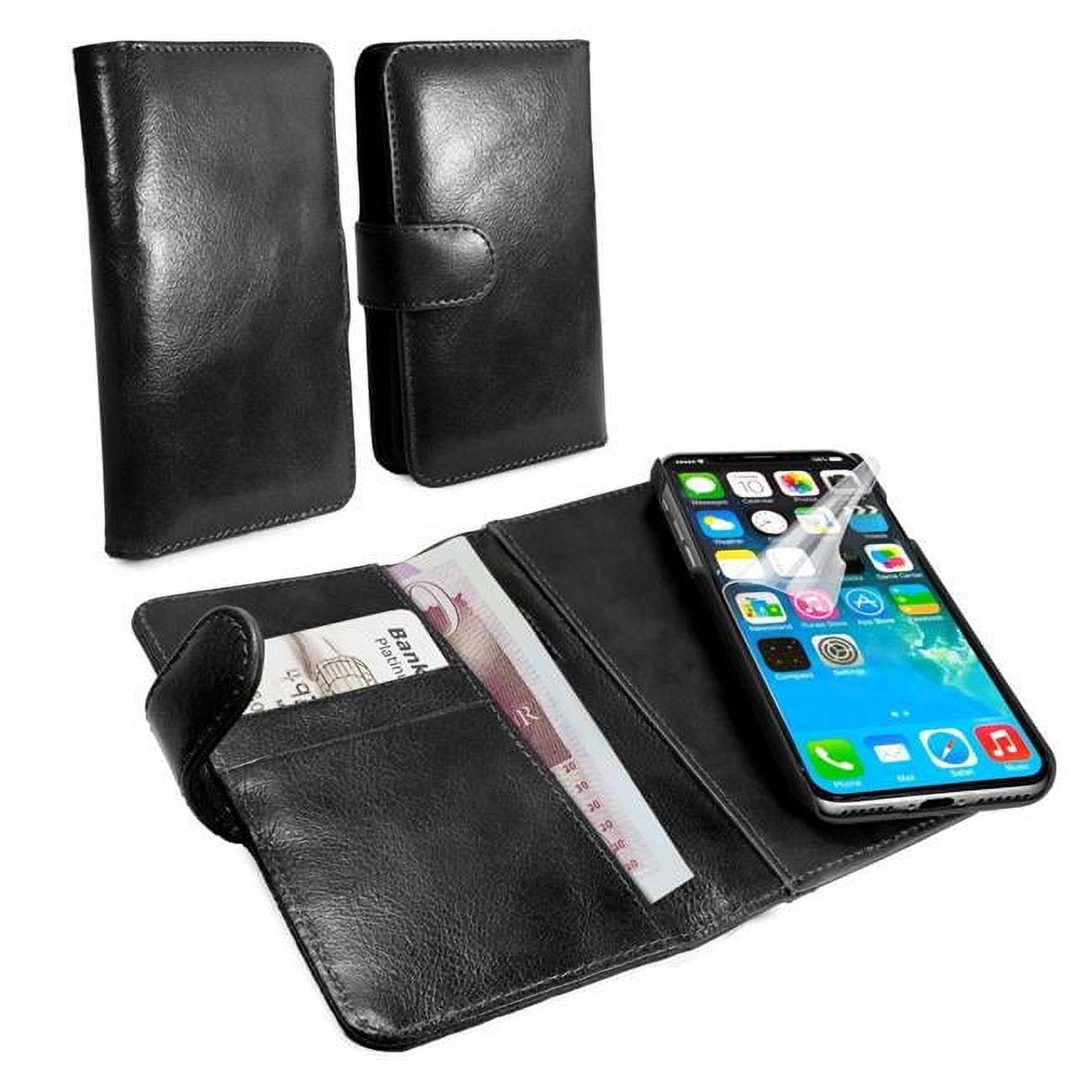 C3-91 Genuine Leather Vintage Slim Wallet Case with Magnetic Shell for Apple iPhone X - Black -  Novedad, NO3329131