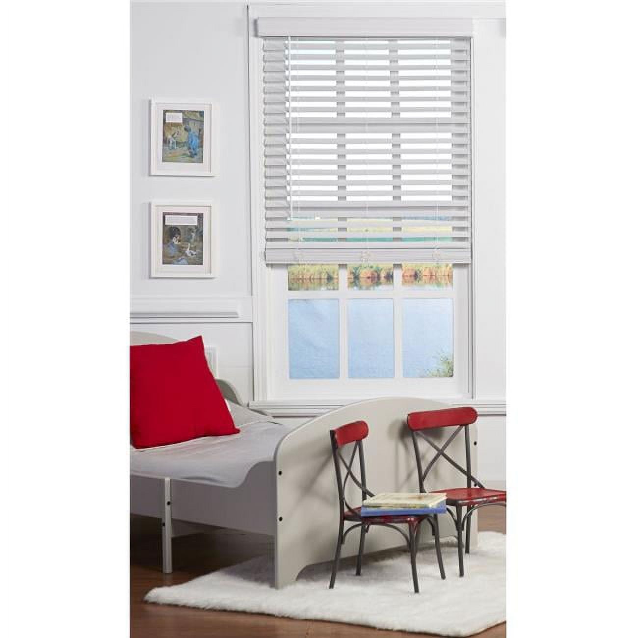 2 in. Cordless Faux Wood Blind, White - 29 x 72 in.