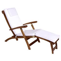 Picture of All Things Cedar TF53-RW 5-Position Steamer Chair with Royal White Cushions