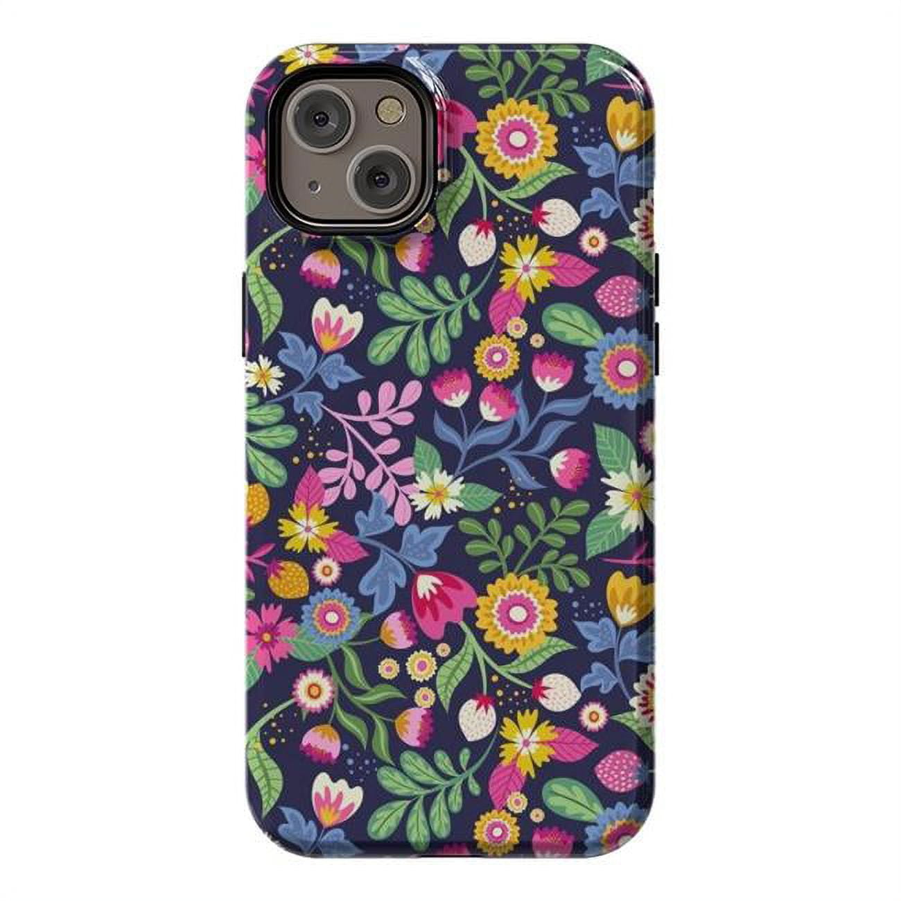 StrongFit Designer Cases for iPhone 14 Plus, Orange - Bright Flowers