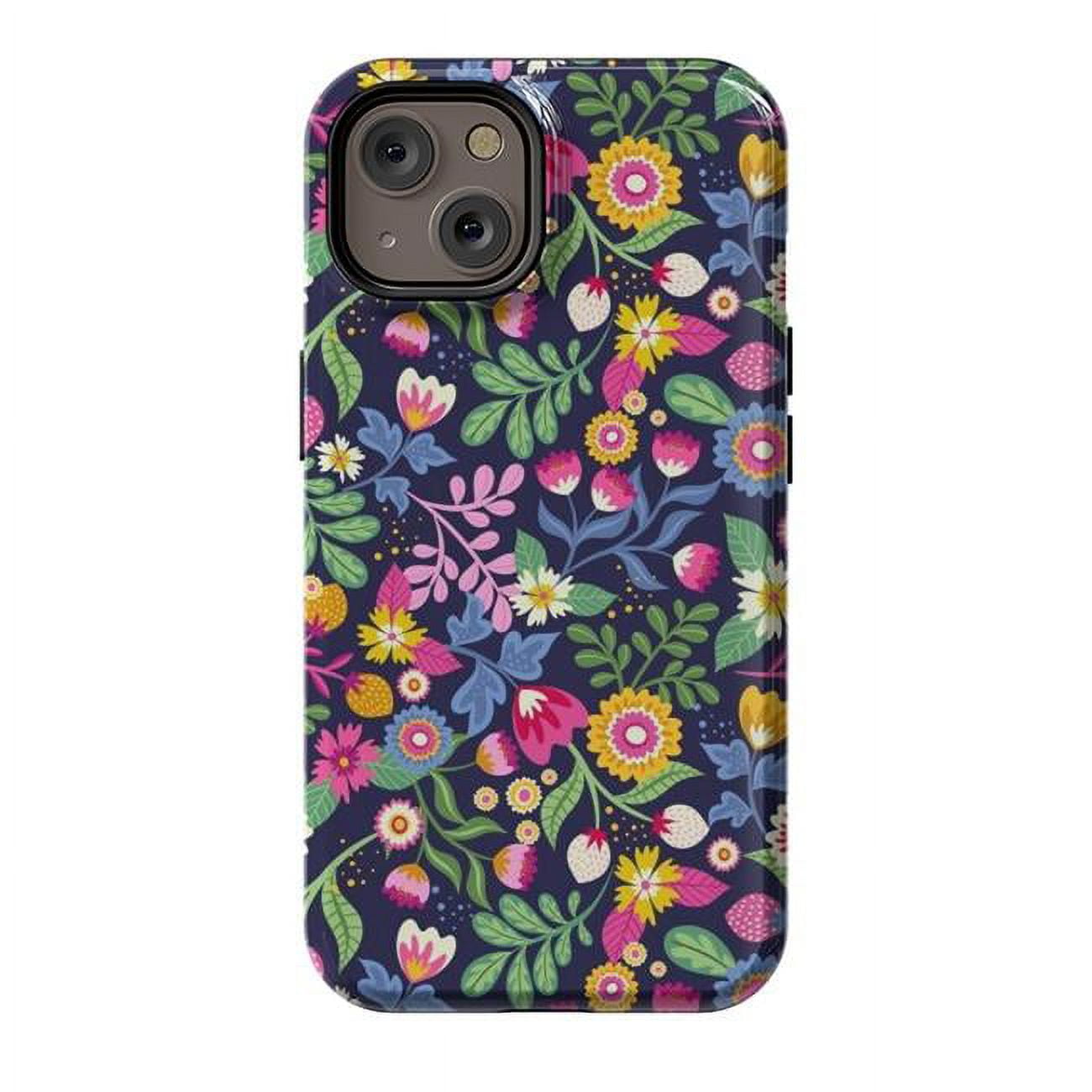 StrongFit Designer Cases for iPhone 14, Orange - Bright Flowers