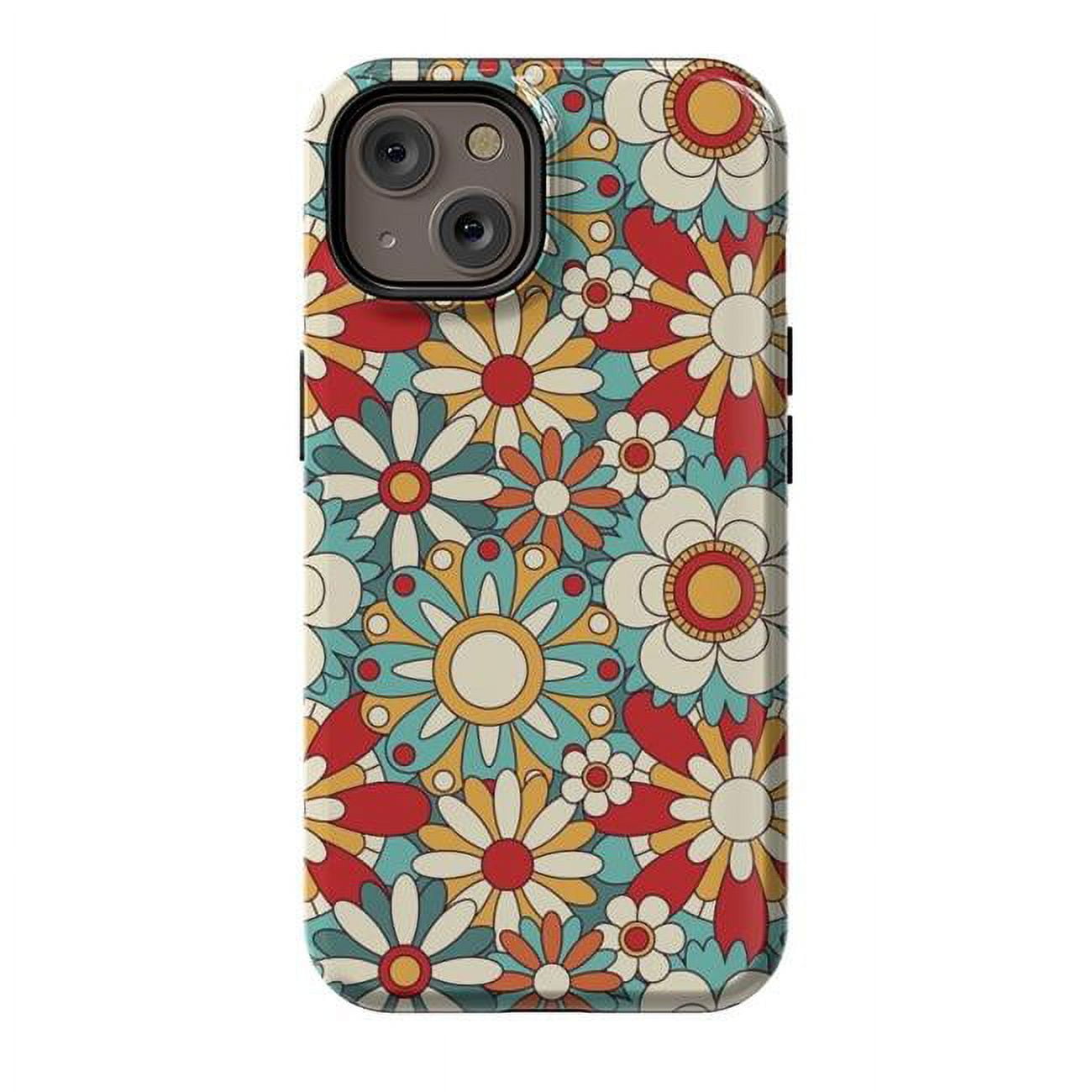 StrongFit Designer Cases for iPhone 14, Orange - Spring Flowers