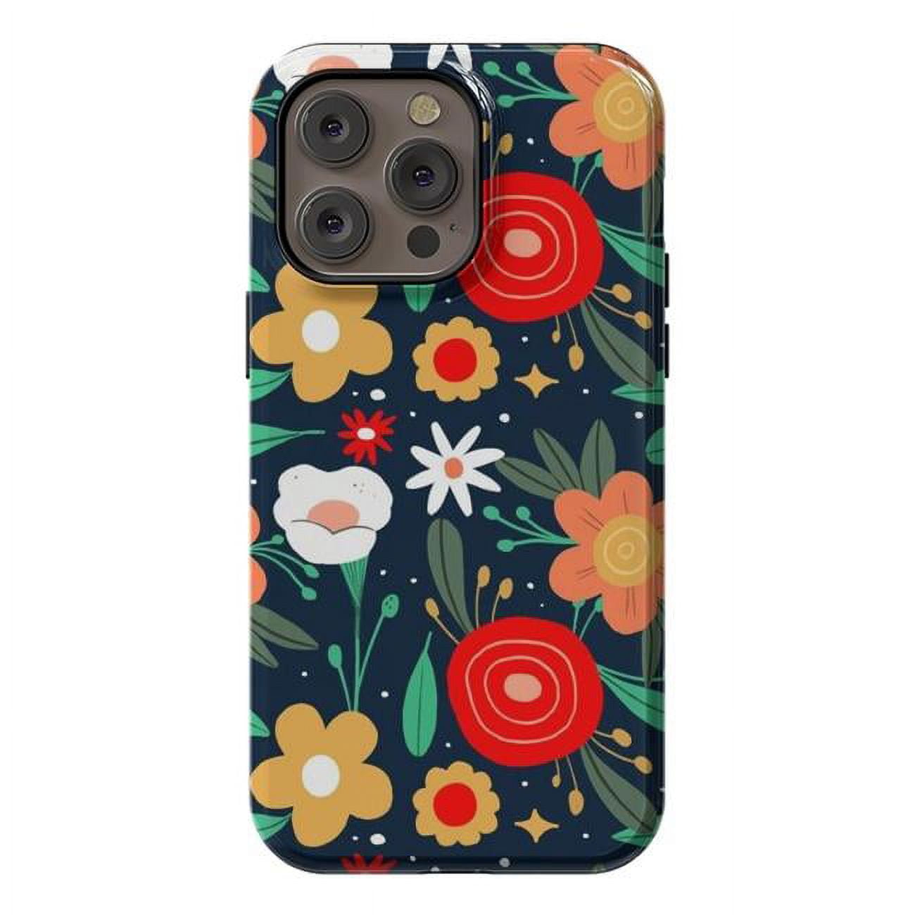 StrongFit Designer Cases for iPhone 14 Pro Max, Orange - Wild Flowers