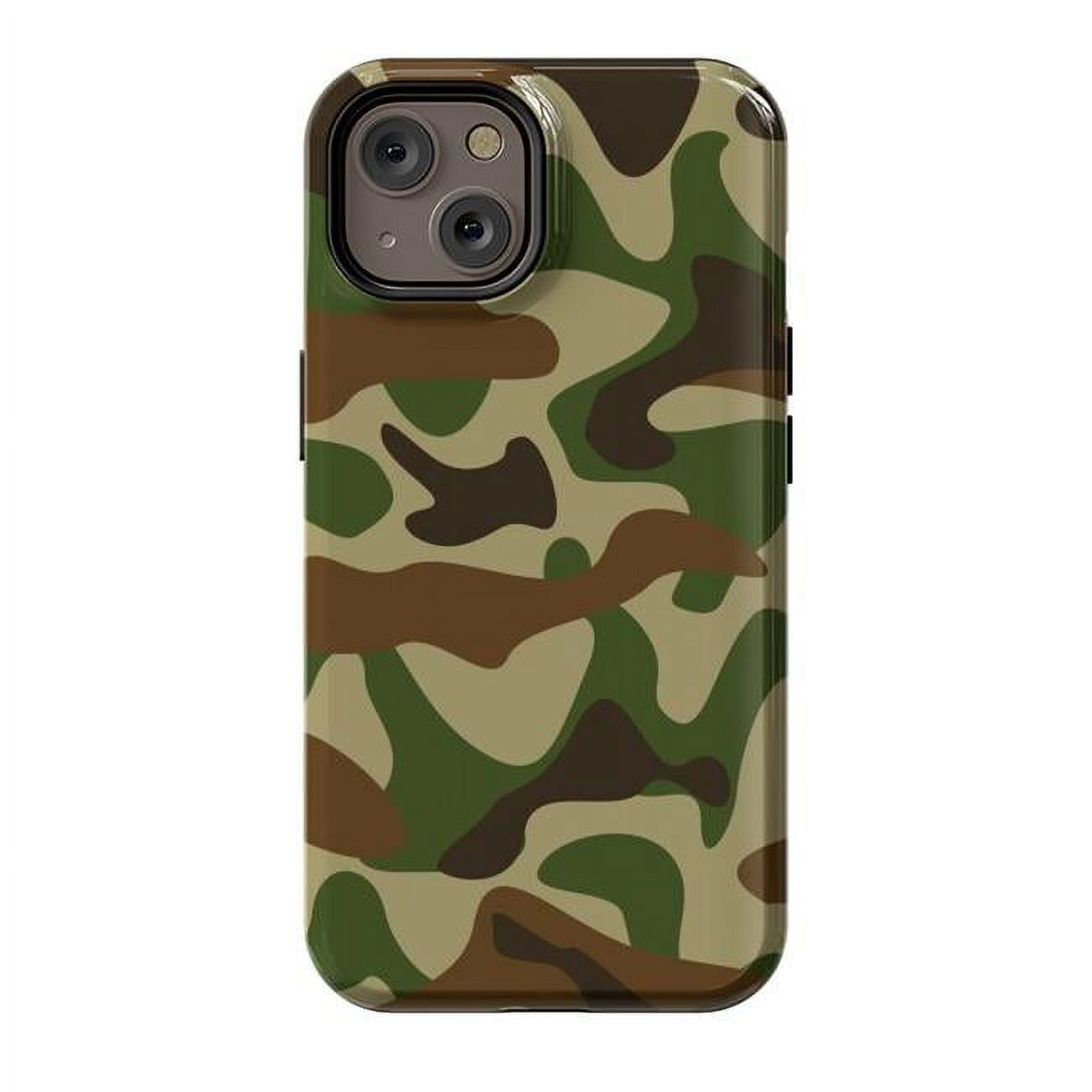StrongFit Designer Cases for iPhone 14, Green Fashion Camouflage