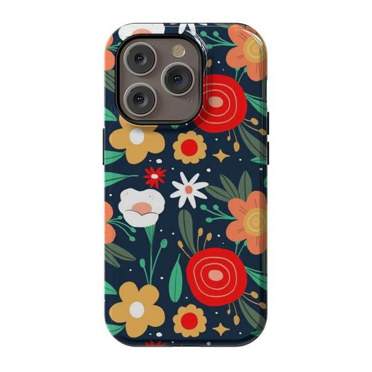 StrongFit Designer Cases for iPhone 14 Pro, Orange - Wild Flowers