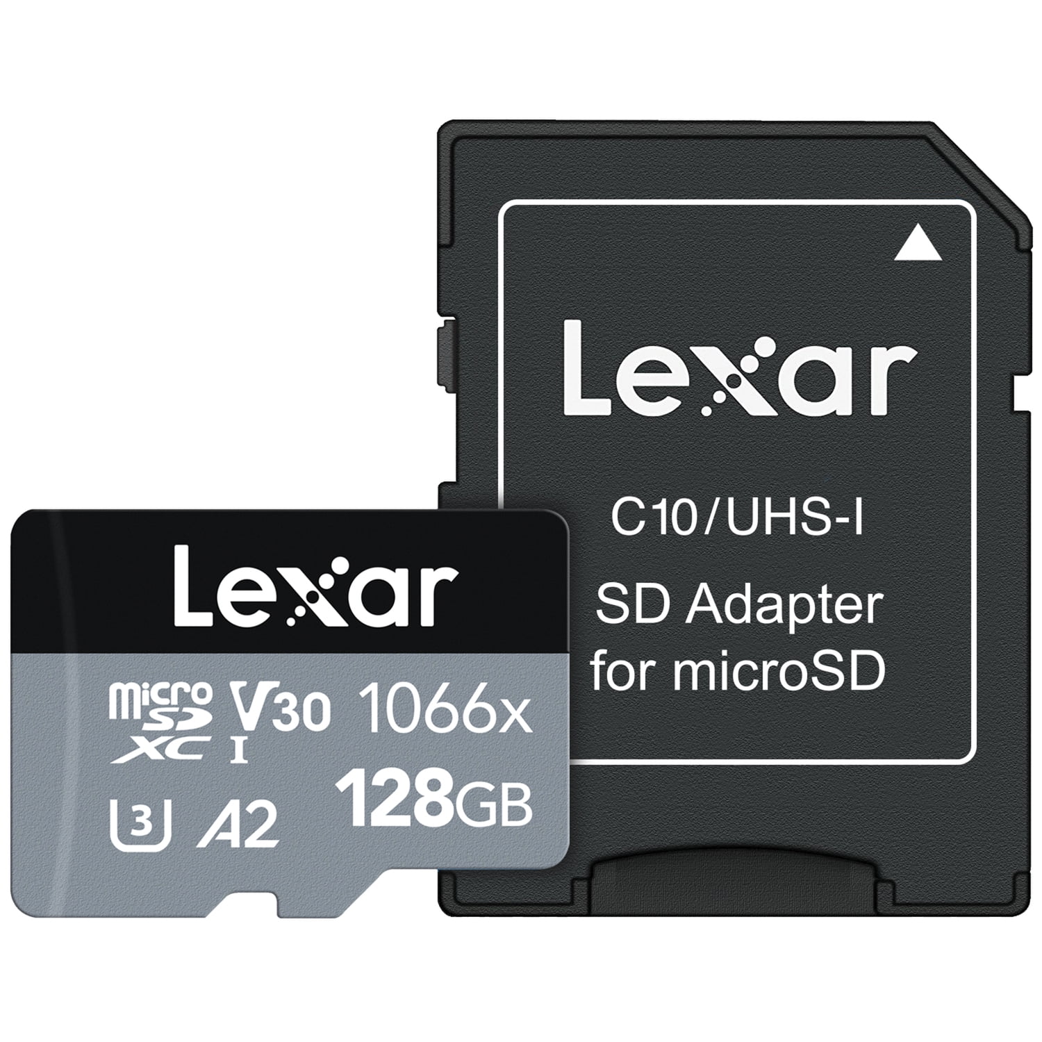 Picture of Lexar LMS1066128G-BNANU 128GB Professional 1066x UHS-I microSDXC Memory Card with SD Adapter - Silver Series - Class 10