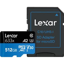 Picture of Lexar LSDMI512BBNL633A 512GB High-Performance 633x UHS-I microSDXC Memory Card with SD Adapter