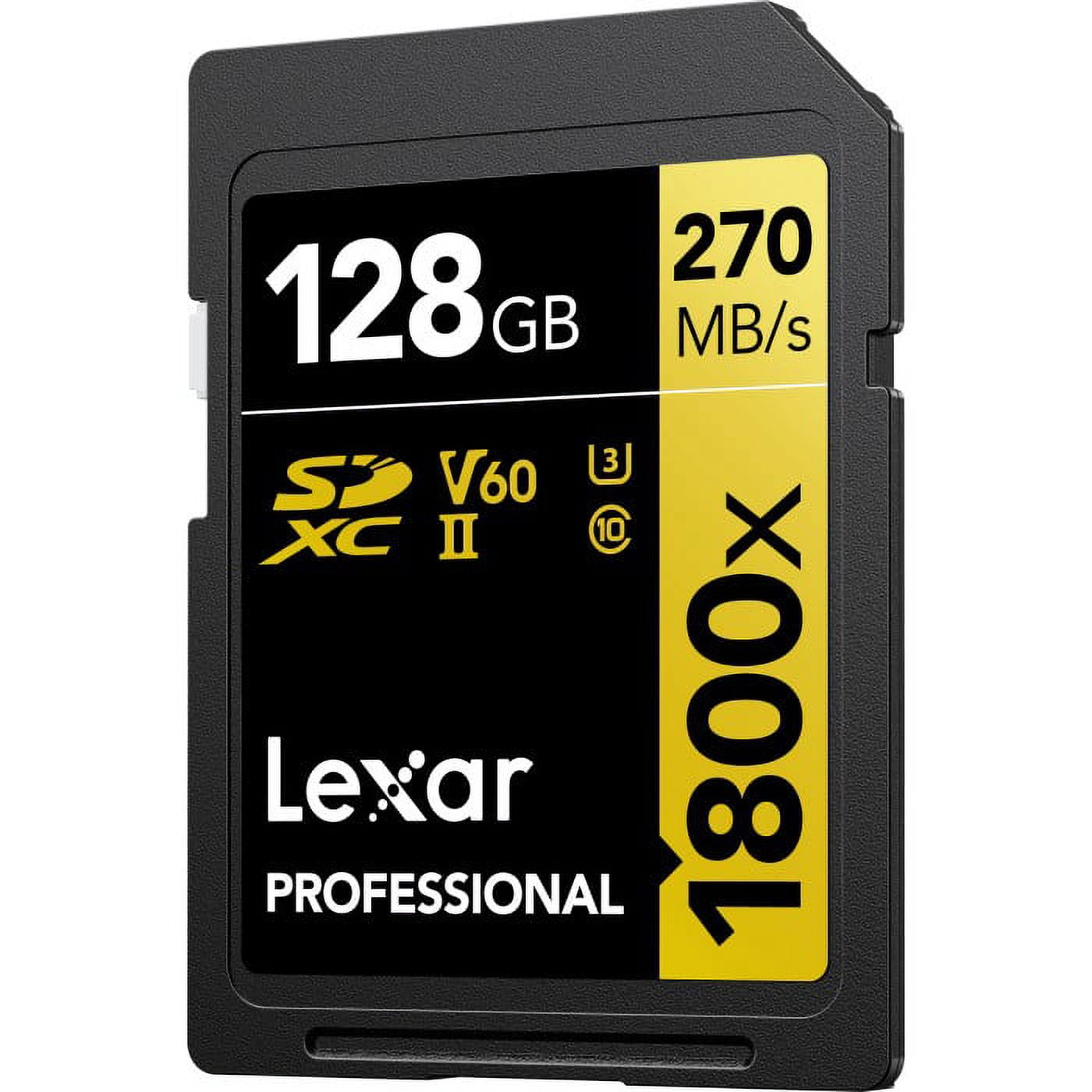 Picture of Lexar LSD1800128G-BNNNU 128GB Professional 1800X Class 10 UHS-II U3 Gold Series SDXC Memory Card