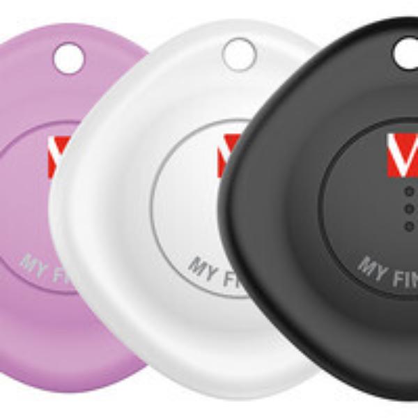 Picture of Verbatim 32132 MyFinder Bluetooth Tracker - Apple iOS&#44; Black&#44; White & Purple - Pack of 3
