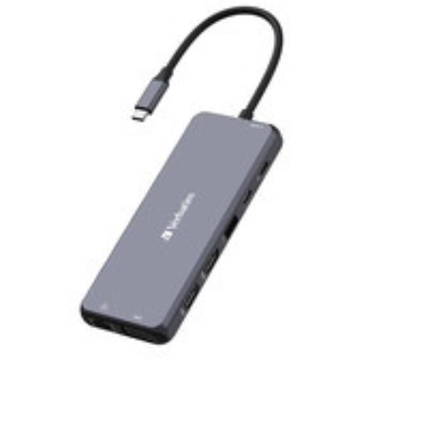 Picture of Verbatim 32154 USB-C&#44; Pro Multiport Hub - CMH14&#44; 14 Ports&#44; HDMI&#44; VGA&#44; RJ45&#44; USB-A&#44; USB-C&#44; SD&#44; MicroSD&#44; Audio