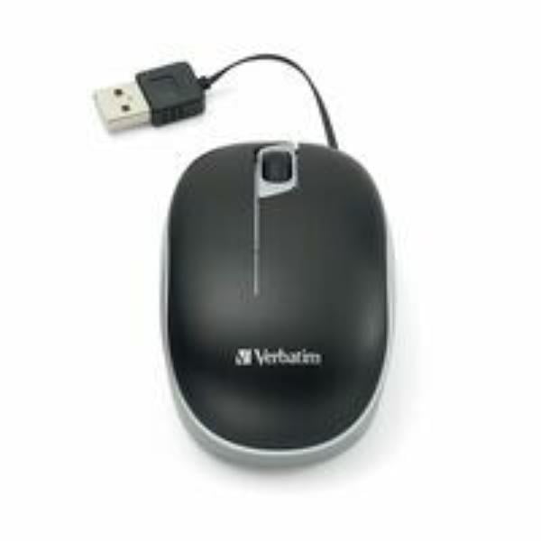 Picture of Verbatim 70751 Retractable Cable USB-A Optical Mouse&#44; Black