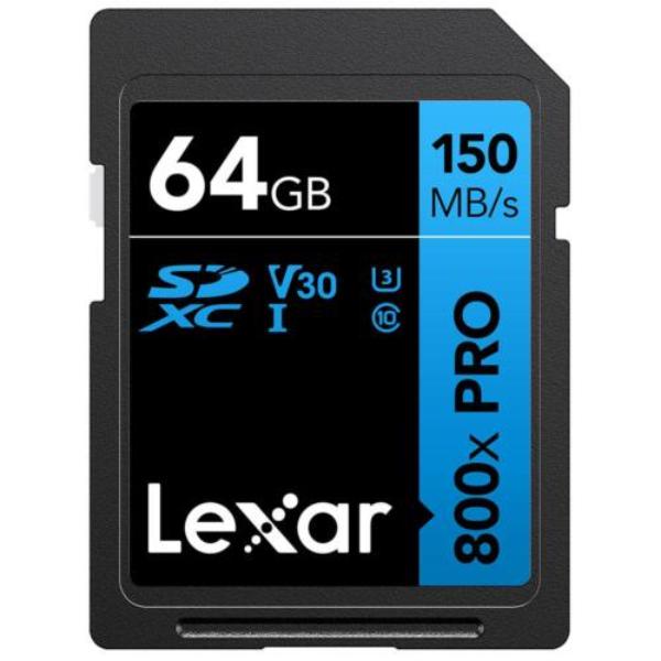 Picture of Lexar LSD0800P064G-BNNNU High-Performance SDXC Memory Card - 800x Pro&#44; 64GB&#44; Class 10&#44; UHS-I&#44; U3 Blue Series