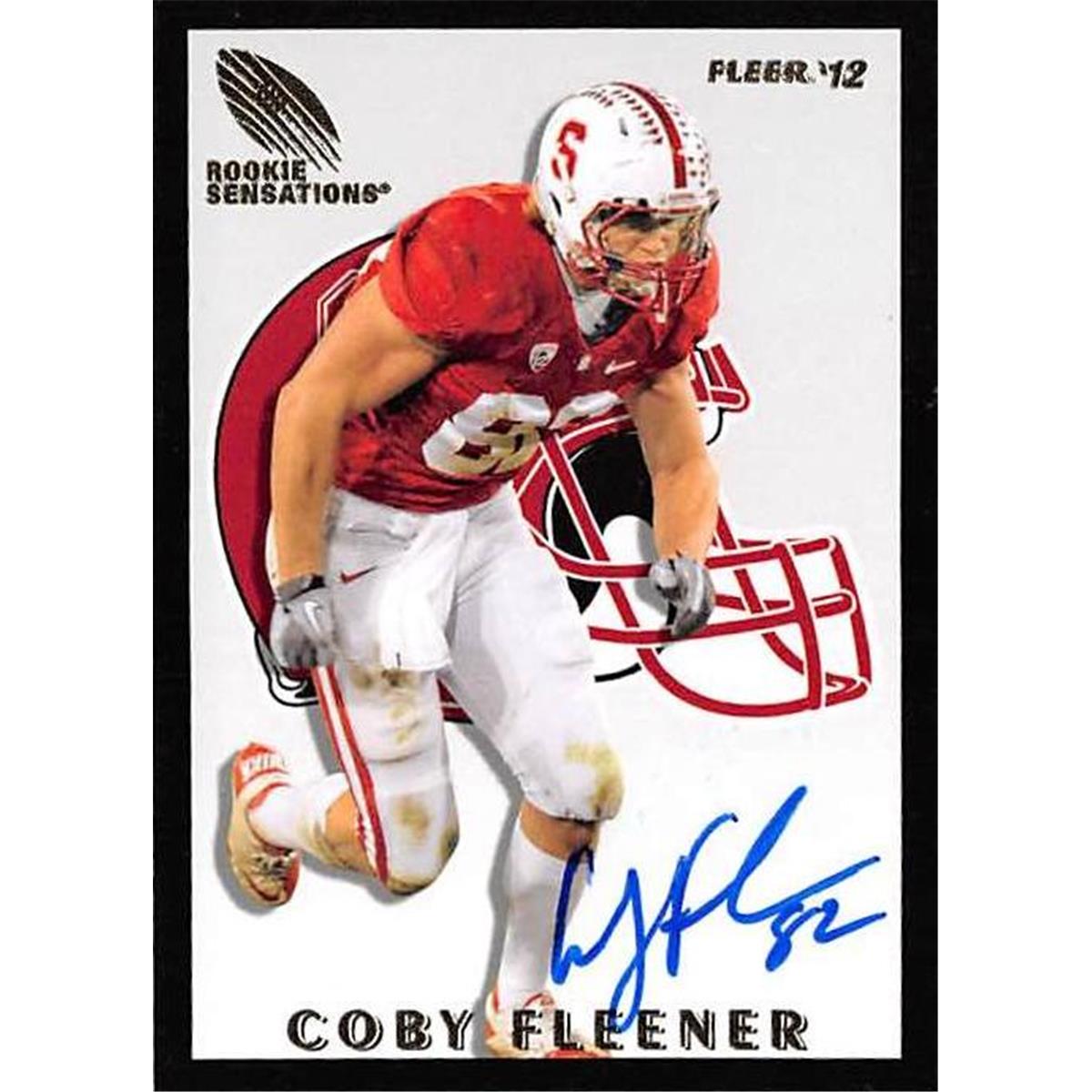 Picture of Autograph Warehouse 302440 Coby Fleener Autographed Football Card - Stanford Cardinal 2012 Fleer Rookie Sensation No. RS15