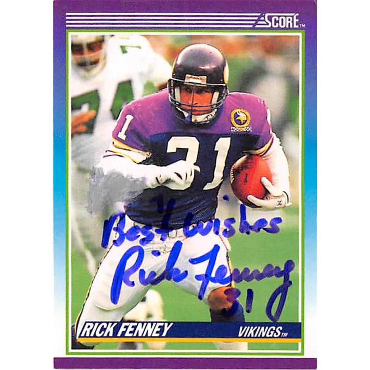 302490 Rick Fenney Signed Football Card - Minnesota Vikings 1990 Score No. 143 Damaged Discount -  Autograph Warehouse
