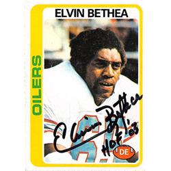 302503 Elvin Bethea Autographed Football Card - Houston Oilers Hall of Fame 1978 Topps No. 127 Inscribed HOF 03 -  Autograph Warehouse