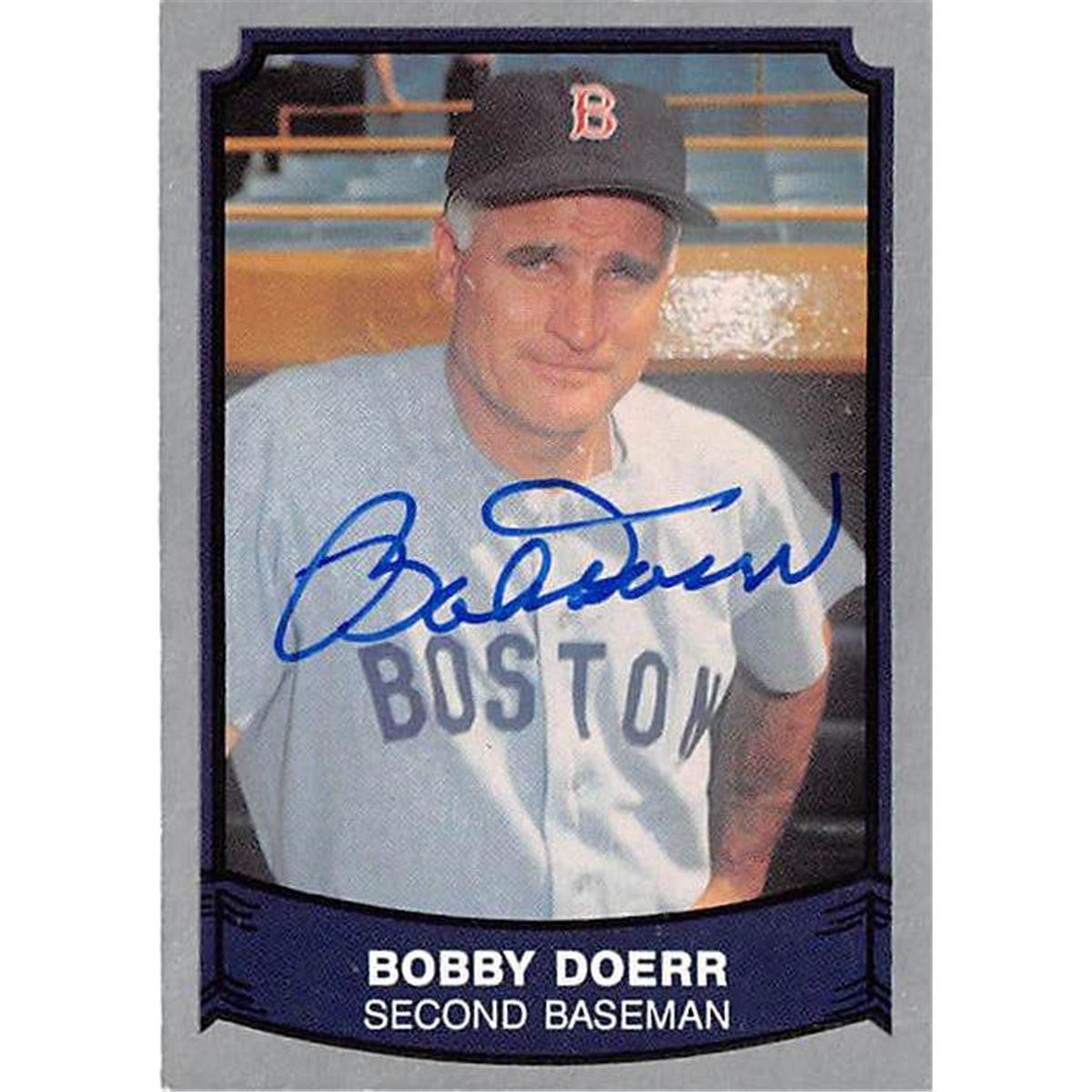 344462 Bobby Doerr Autographed Baseball Card - Boston Red Sox Hall of Famer 1989 Pacific Legends No. 150