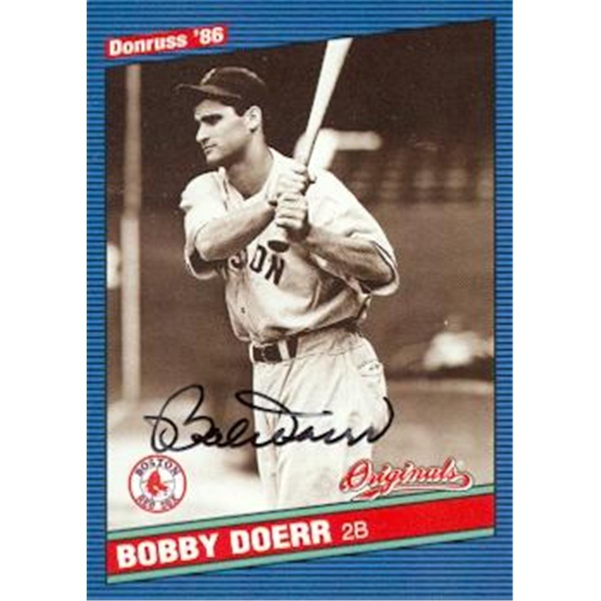 344469 Bobby Doerr Autographed Baseball Card - Boston Red Sox 2002 Donruss Originals No. 333 1986 Style