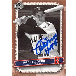 344473 Bobby Doerr Autographed Baseball Card - Boston Red Sox 2005 Upper Deck Classics No. 12 Inscribed HOF 86