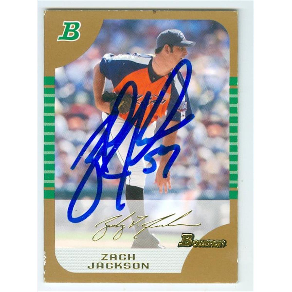 344503 Zack Jackson Signed Baseball Card - Toronto Blue Jays MG 2005 Topps Bowman No. BDP123 Gold Thick
