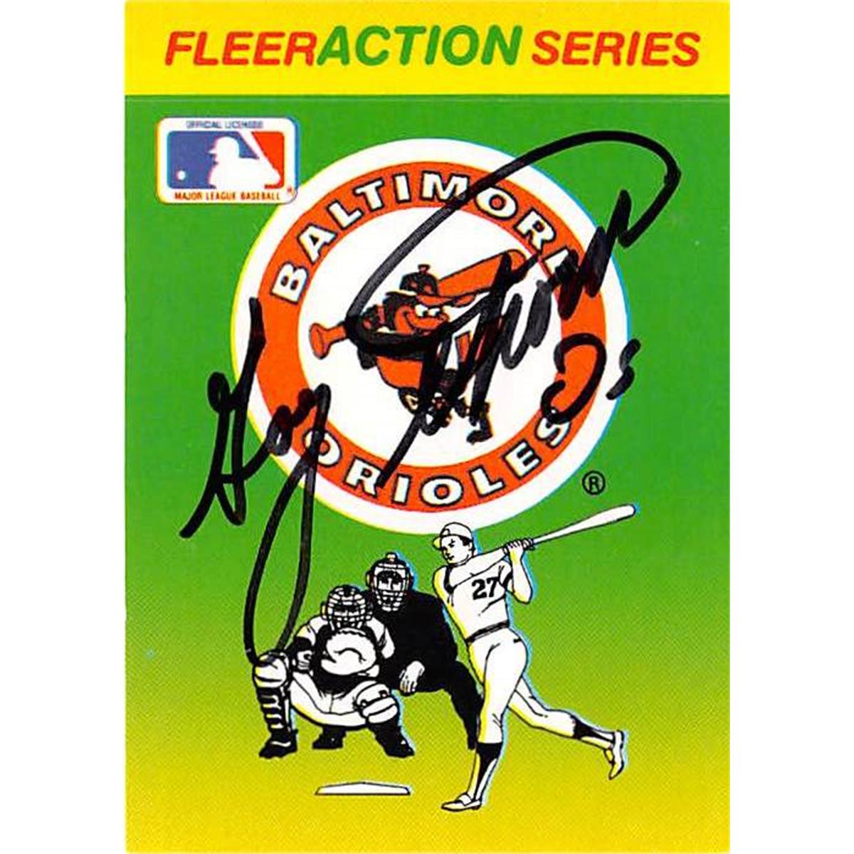 344509 Gary Thorne Signed Baseball Card - Baltimore Orioles Broadcaster Fleer Action Sticker No. BO1