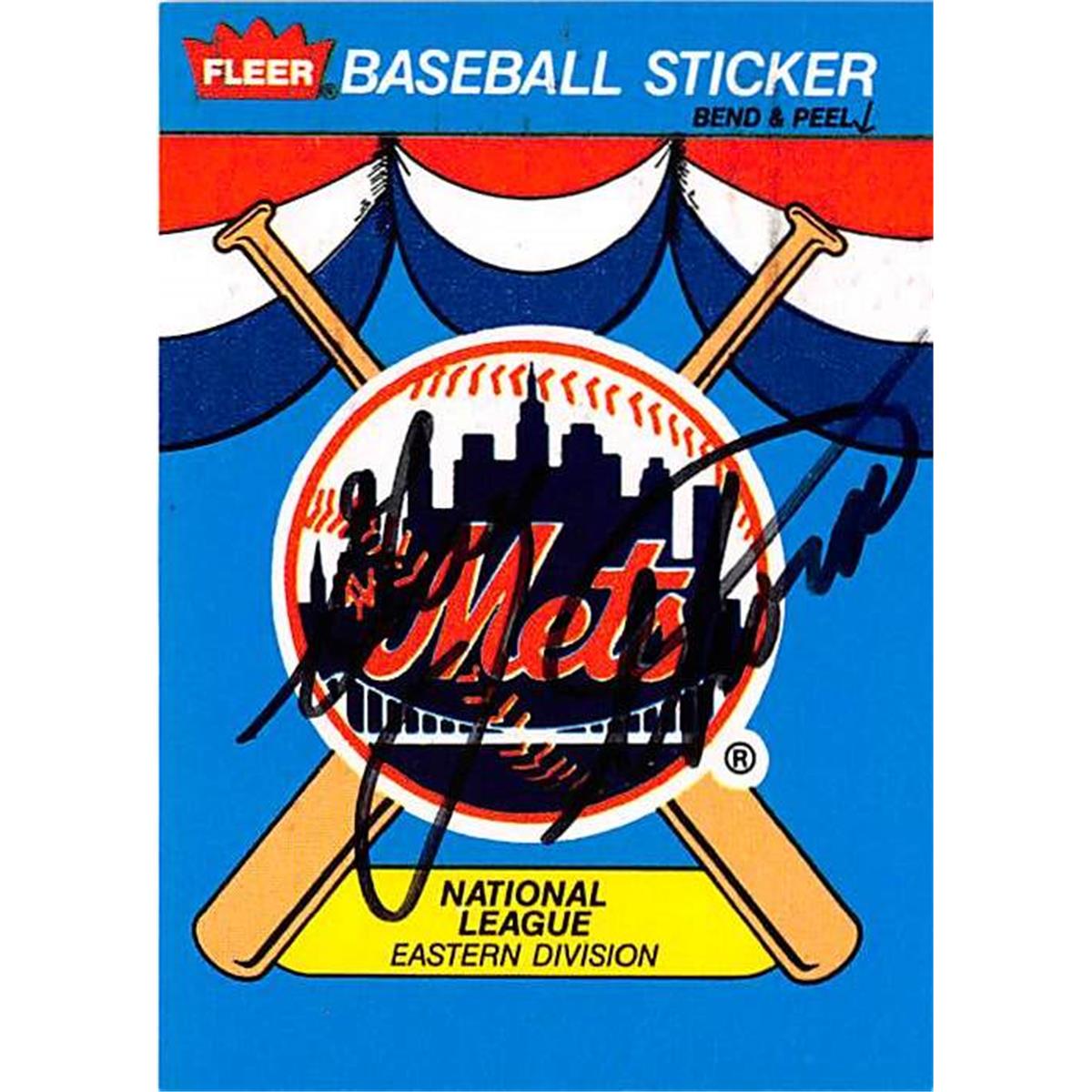 344511 Gary Thorne Signed Baseball Card - New York Mets Broadcaster 1980s Fleer Action Sticker No. NYM2