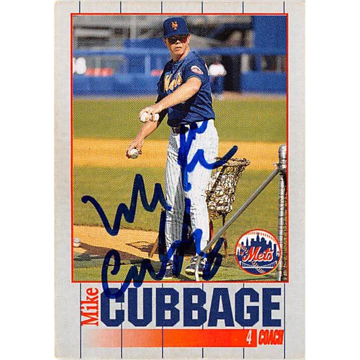 344515 Mike Cubbage Signed Baseball Card - New York Mets 1995 Kahns No. 4