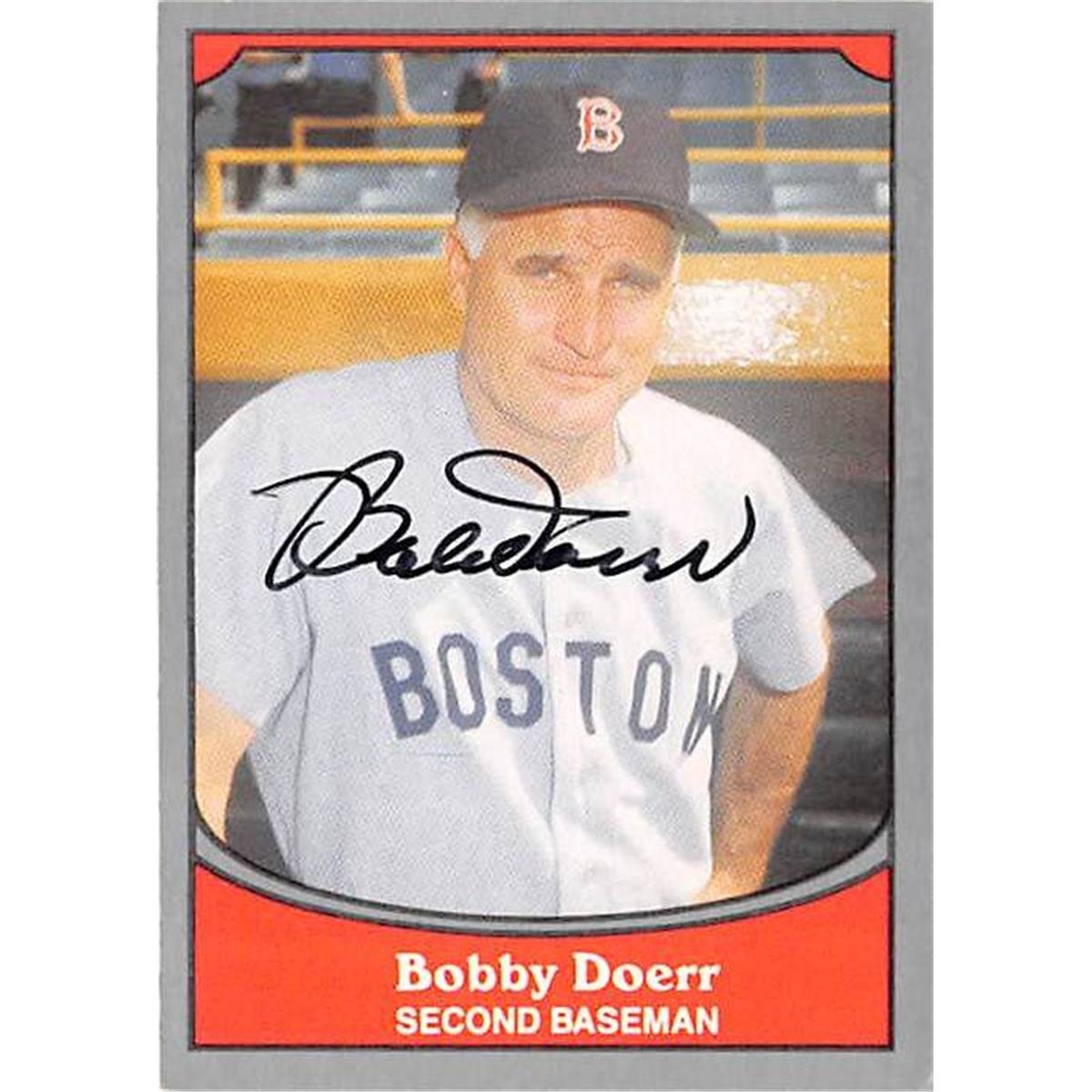 344524 Bobby Doerr Autographed Baseball Card - Boston Red Sox Hall of Fame 1990 Pacific Legend No. 21 Black